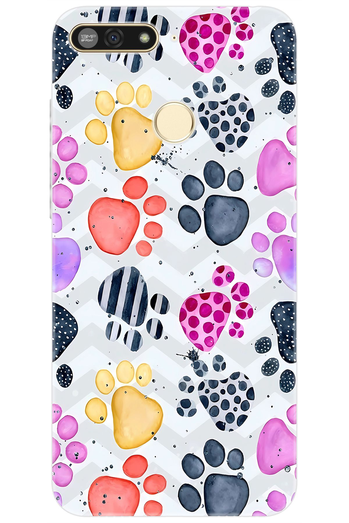 Ceppare Huawei Y6 2018 (ATU-L21) Uyumlu Kılıf Desen Baskılı Silikon Renkli Patiler STK:670 CP-9oHoHSp