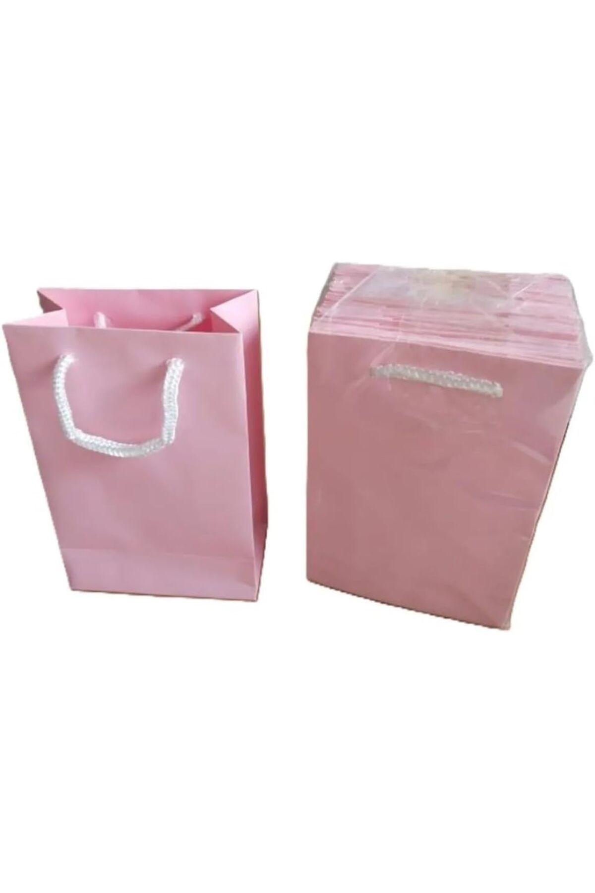 STOREMAX nffashopm Saplı Torba Kraft Torba Çanta Pembe 11x5x17 cm 25 Adet storestarx 1051353