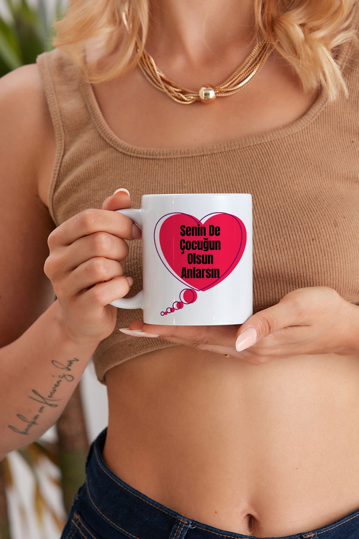 eliminucunda Senin De Çocuğun Olsun Anlarsın Baskılı Baskı Tasarım Promosyon Porselen Kupa Mug Bardak Hediyelik