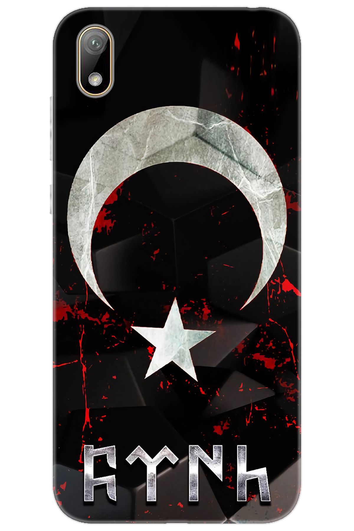 Ceppare Huawei Y5 2019 (AMN-LX2/LX9) Uyumlu Kılıf Desen Silikon Ay Yıldız ve Göktürkçe Türk ST636 CP-4YMduuo