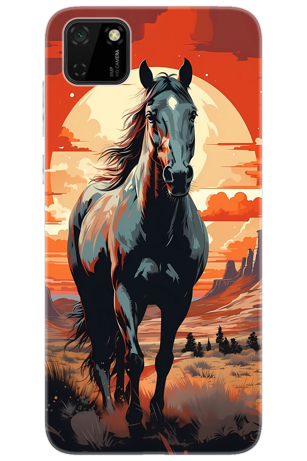 Ceppare Huawei Y5P (DRA-LX9) Uyumlu Kılıf Desen Baskılı Silikon Western Atı STK:655 CP-L8ib0sX