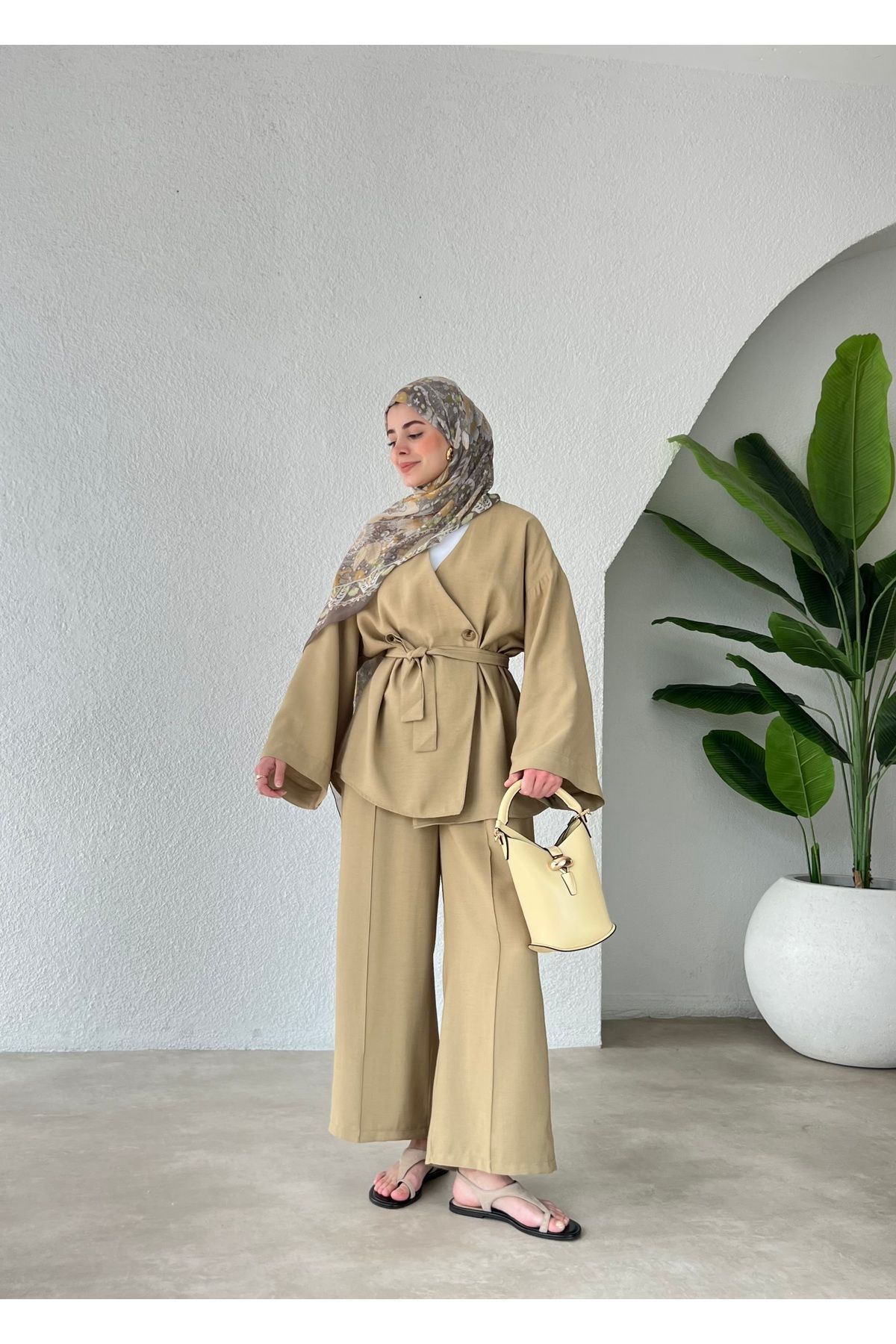 MODA AKSA KEMERLİ KİMONO TAKIM elf