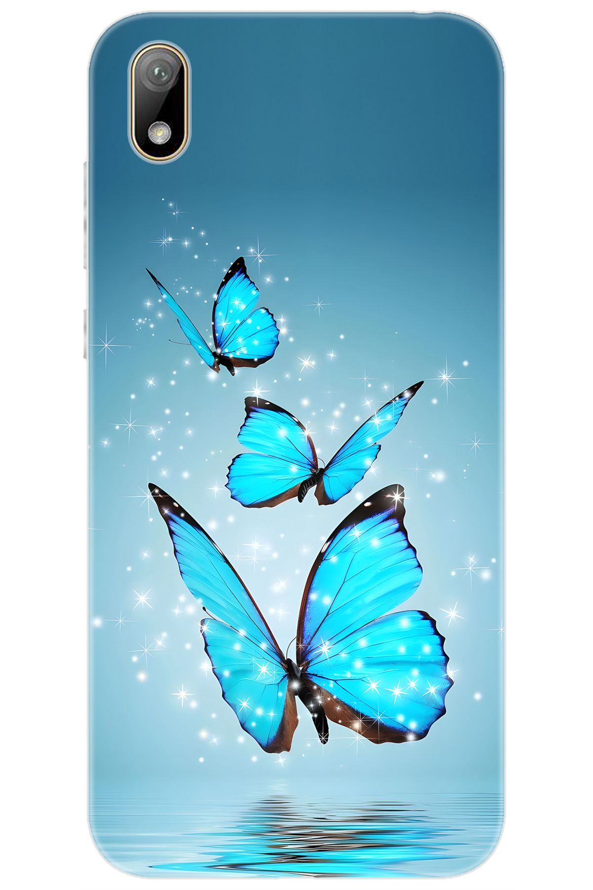 Ceppare Huawei Y5 2019 (AMN-LX2/LX9) Uyumlu Kılıf Desen Baskılı Silikon Mavi Kelebek STK:710 CP-piz2xE2