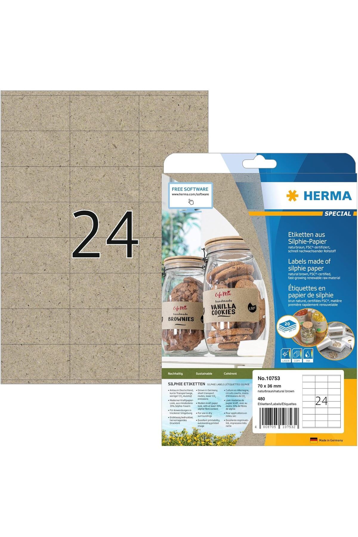 STOREMAX cmllashop 10753 Adres Çıkartması DIN A4 70 x 36 mm, 20 Yaprak, Silphie Kağıdı, Mat Kendinden Y