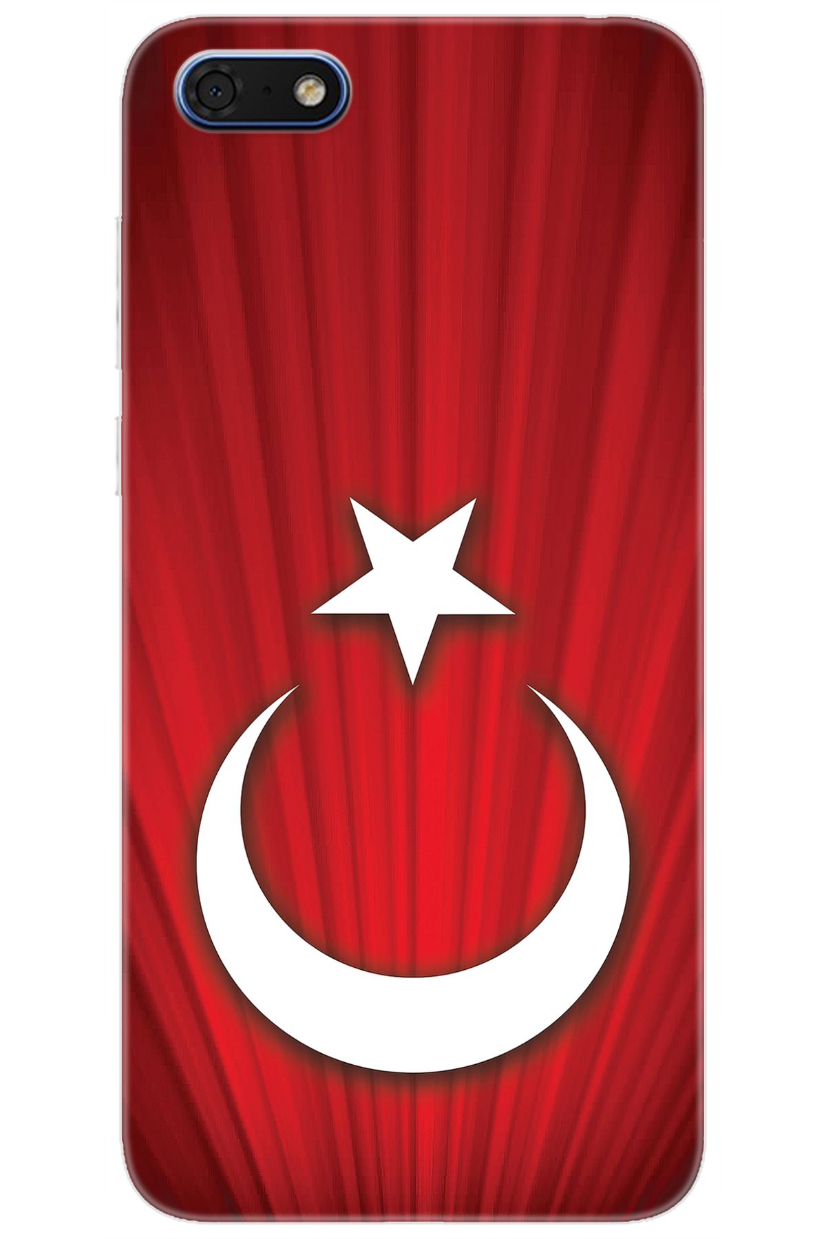 Ceppare Huawei Y5 2018 (DRA-L21) Uyumlu Kılıf Desen Baskılı Silikon Türk Bayrağı Tasarım STK:382 CP-mSwO2KY