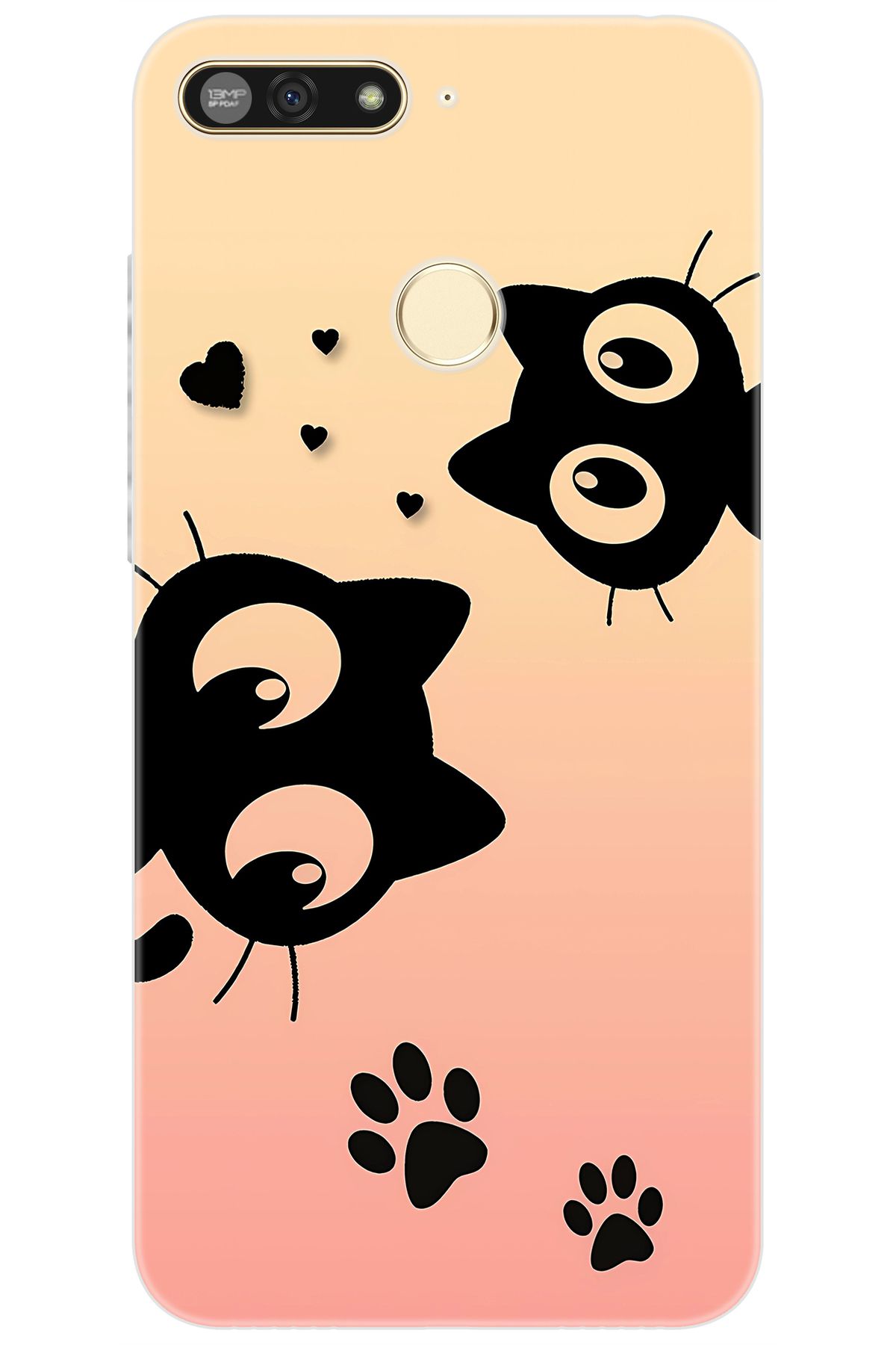 Ceppare Huawei Y6 2018 (ATU-L21) Uyumlu Kılıf Desen Baskılı Silikon Kedi STK:626 CP-dn2NAWk