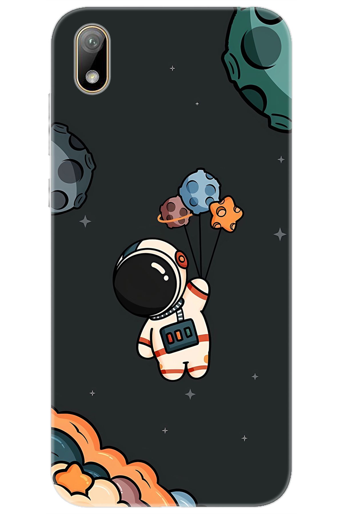 Ceppare Huawei Y5 2019 (AMN-LX2/LX9) Uyumlu Kılıf Desen Baskılı Silikon Astronot STK:628 CP-3hR5iW3