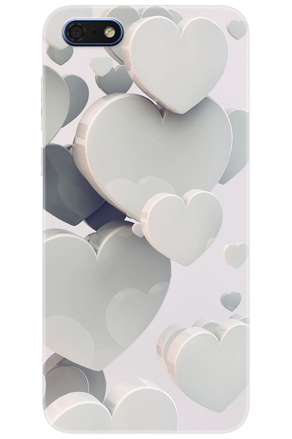 Ceppare Huawei Y5 2018 (DRA-L21) Uyumlu Kılıf Desen Baskılı Silikon Beyaz Kalpler STK:259 CP-Hq9qy7C