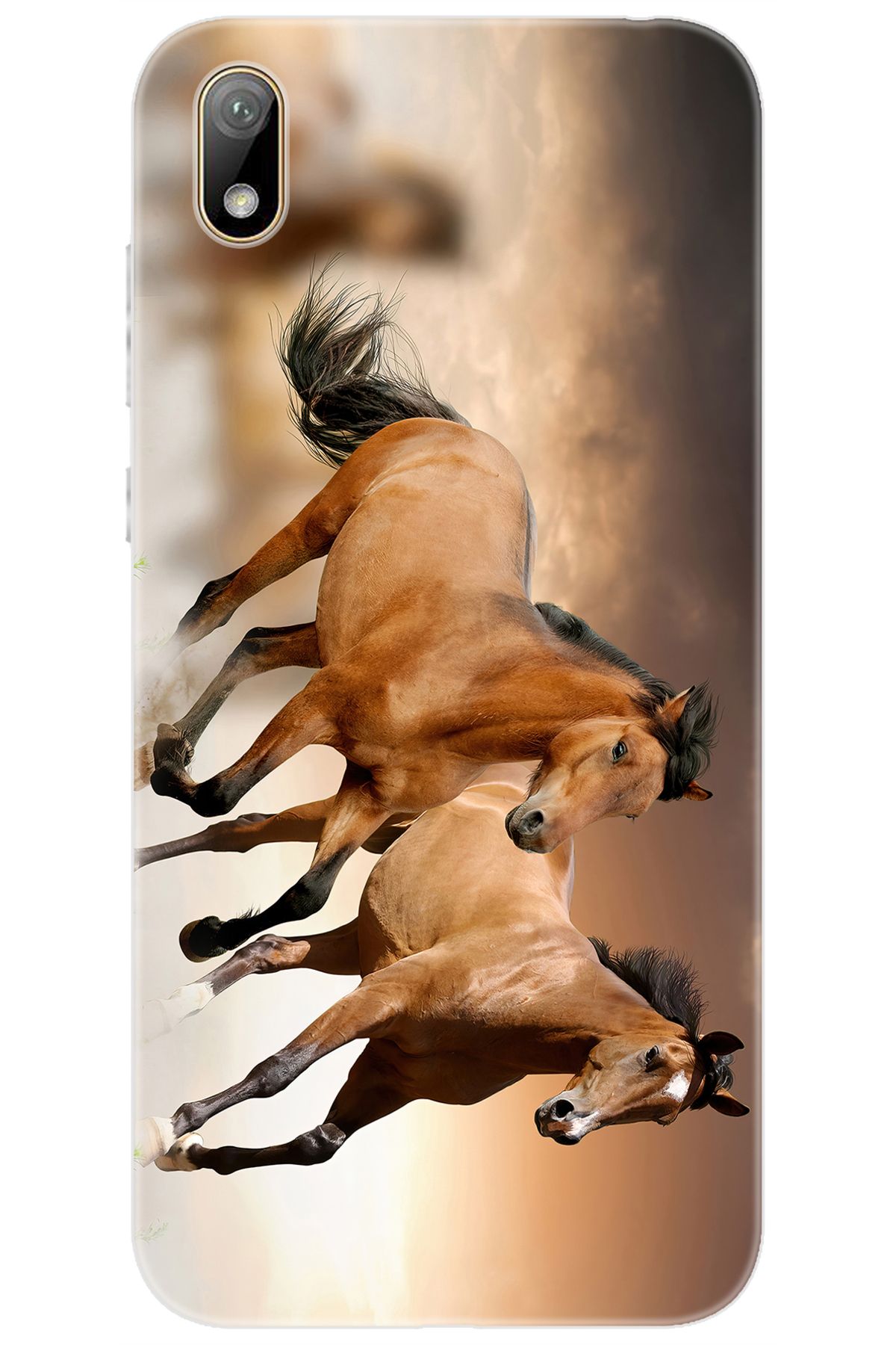 Ceppare Huawei Y5 2019 (AMN-LX2/LX9) Uyumlu Kılıf Desen Baskılı Silikon Kahve Atlar STK:176 CP-05awXbi