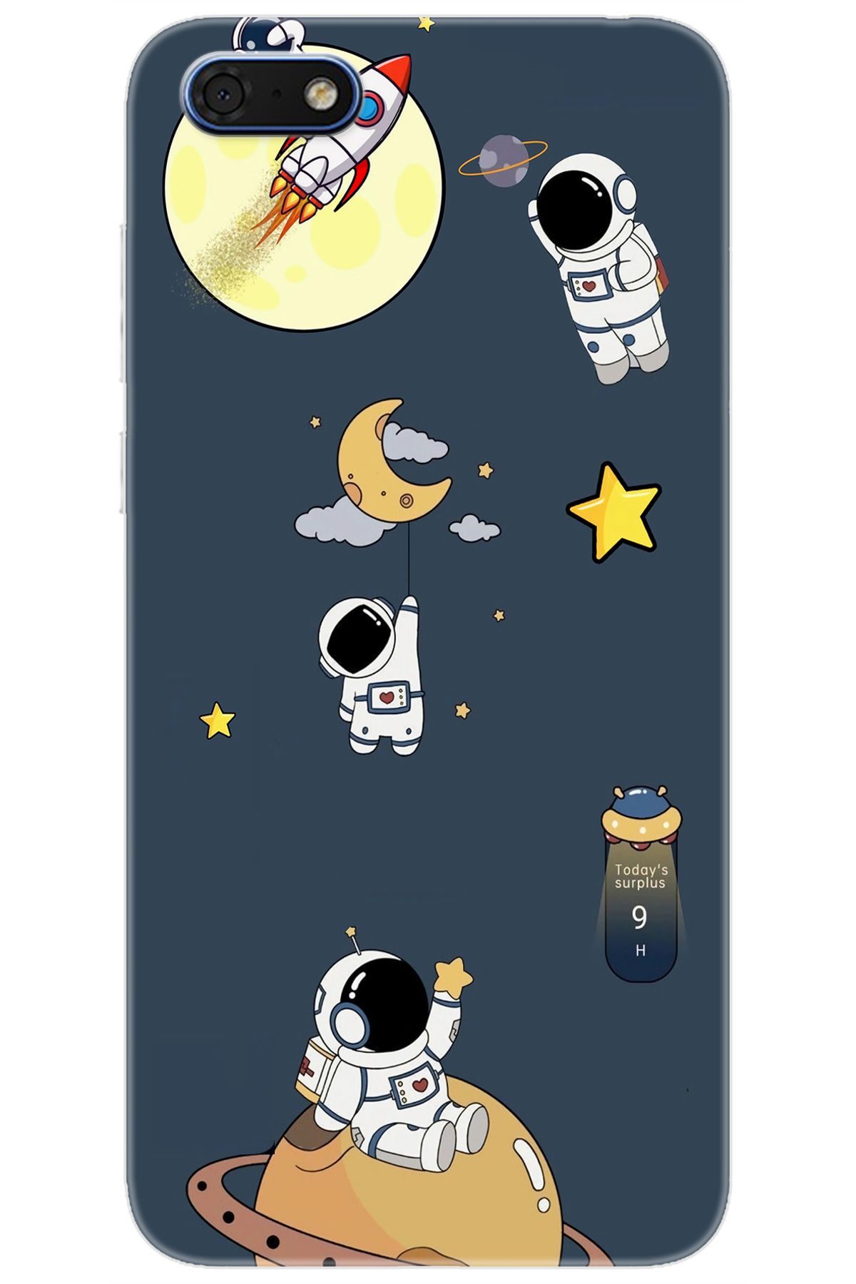 Ceppare Huawei Y5 2018 (DRA-L21) Uyumlu Kılıf Desen Baskılı Silikon Astronot Serisi STK:725 CP-p22HxhZ
