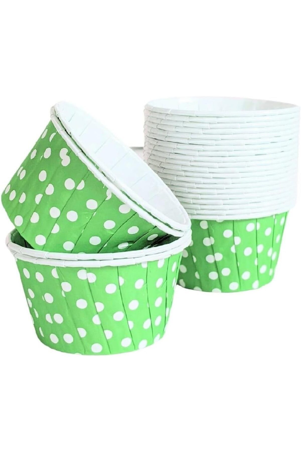STOREMAX nffashopm Hediye Sepeti 50'li Yeşil Puantiyeli Muffin Kek Kalıbı, Kek Kapsülü Cupcake Kalıbı,