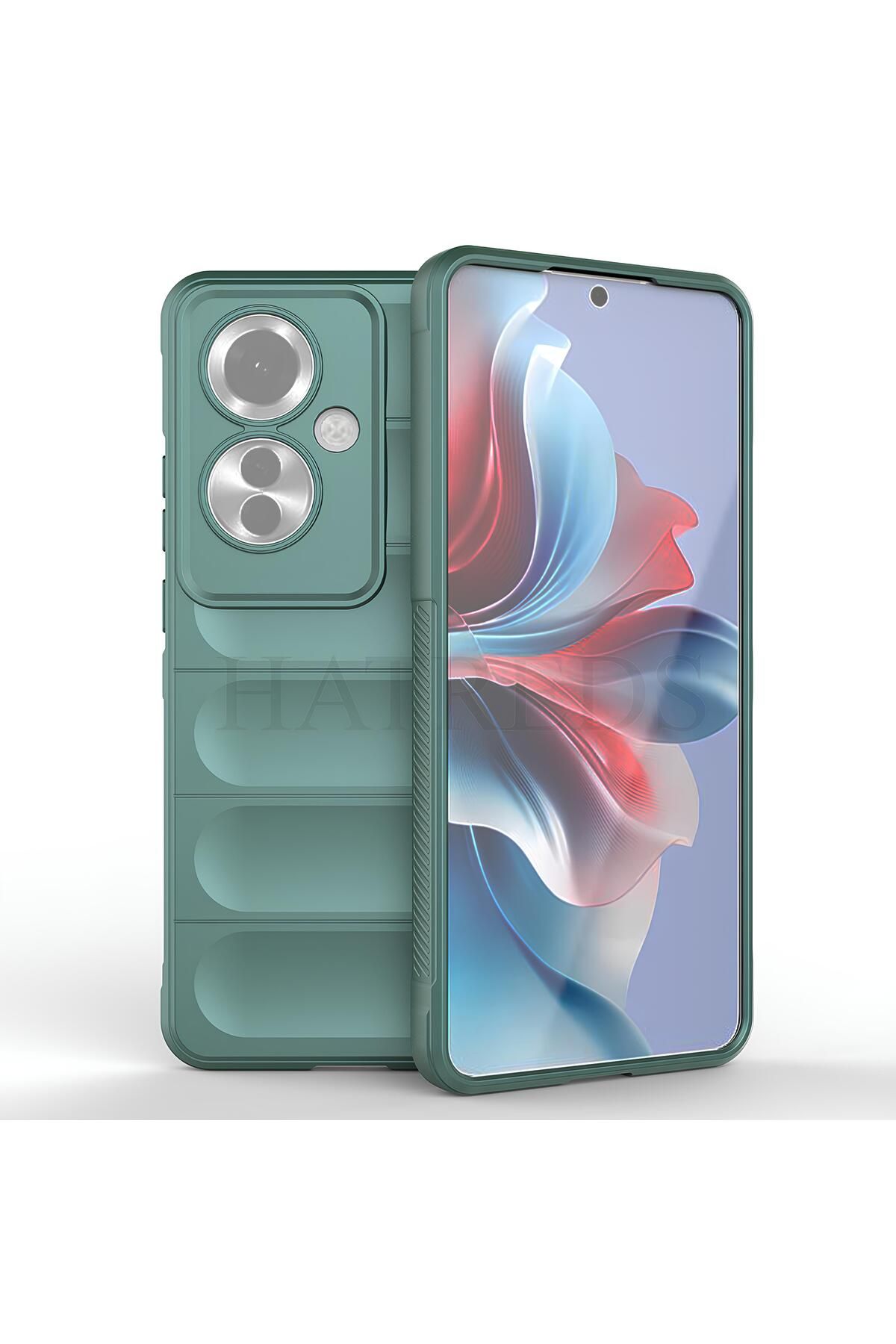 Hatreds Oppo Reno 11F 5G Kılıf Esnek TPU Oyuklu Yüzey Tasarımlı Kamera Koruma Çıkıntılı Kapak