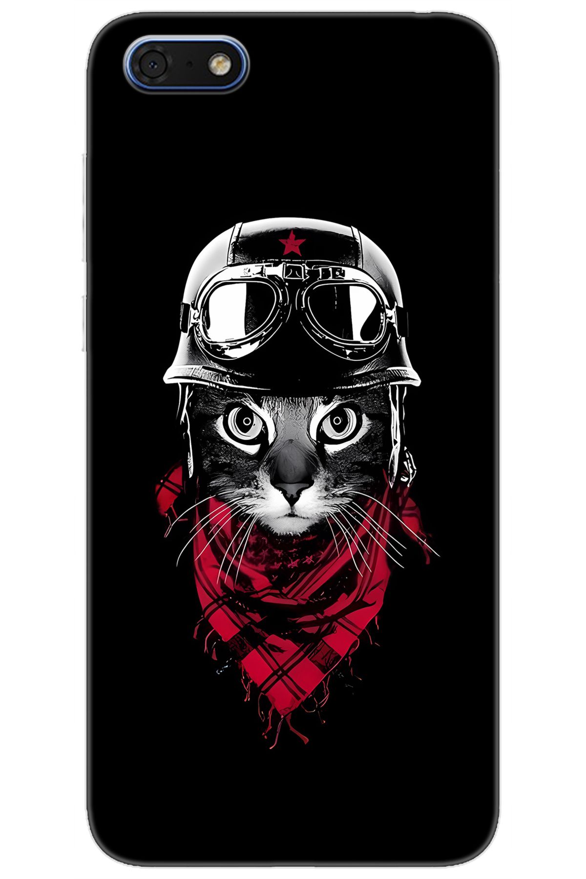 Ceppare Huawei Y5 2018 (DRA-L21) Uyumlu Kılıf Desen Baskılı Silikon Pilot Kedi STK:656 CP-GsMfKwC