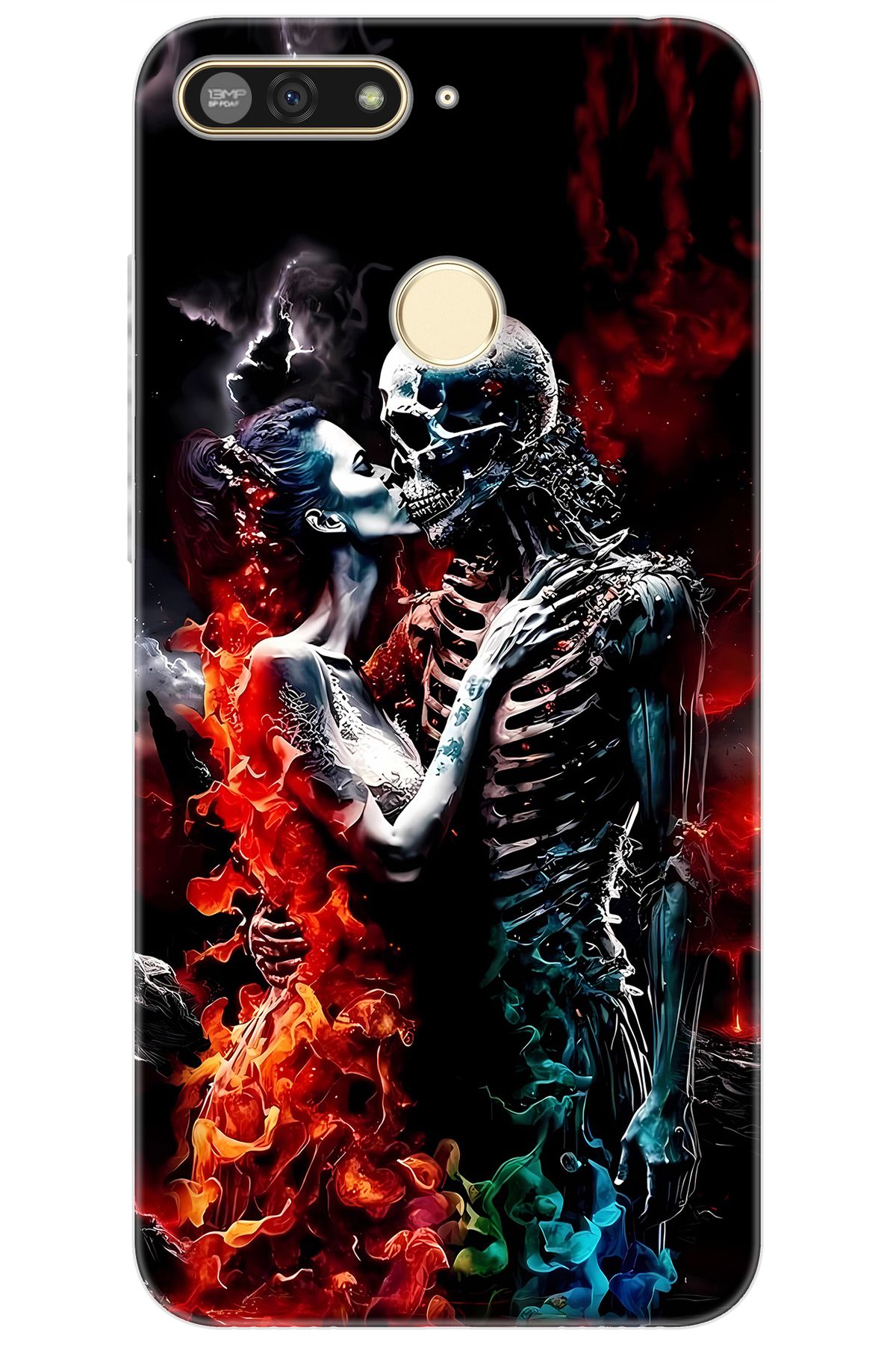 Ceppare Huawei Y6 2018 (ATU-L21) Uyumlu Kılıf Desen Baskılı Silikon İskelet Aşıklar STK:666 CP-EFEgqgt