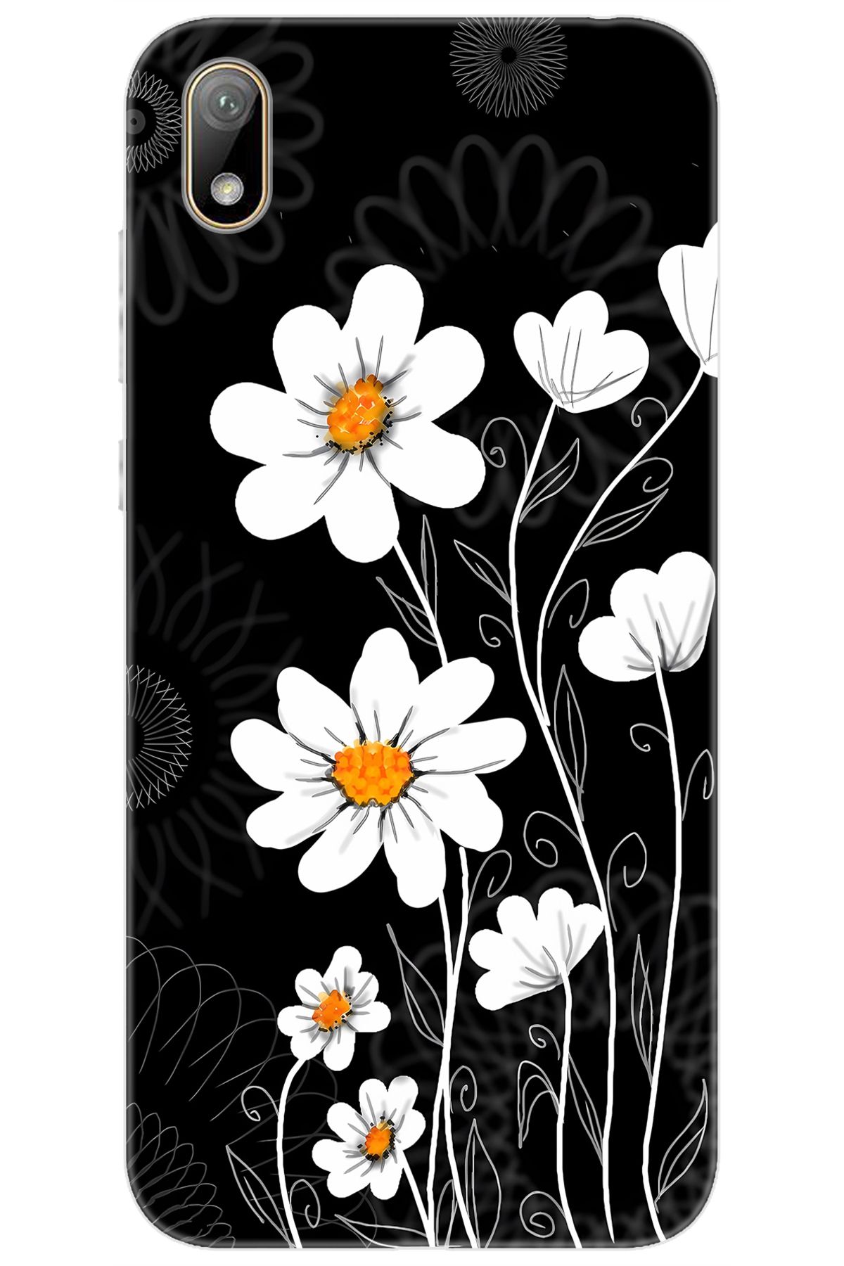 Ceppare Huawei Y5 2019 (AMN-LX2/LX9) Uyumlu Kılıf Desen Baskılı Silikon Papatya STK:693 CP-a5PMEMX