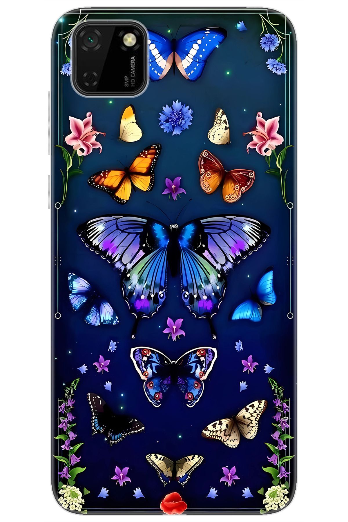 Ceppare Huawei Y5P (DRA-LX9) Uyumlu Kılıf Desen Baskılı Silikon Kelebek STK:669 CP-mEsoJ3G