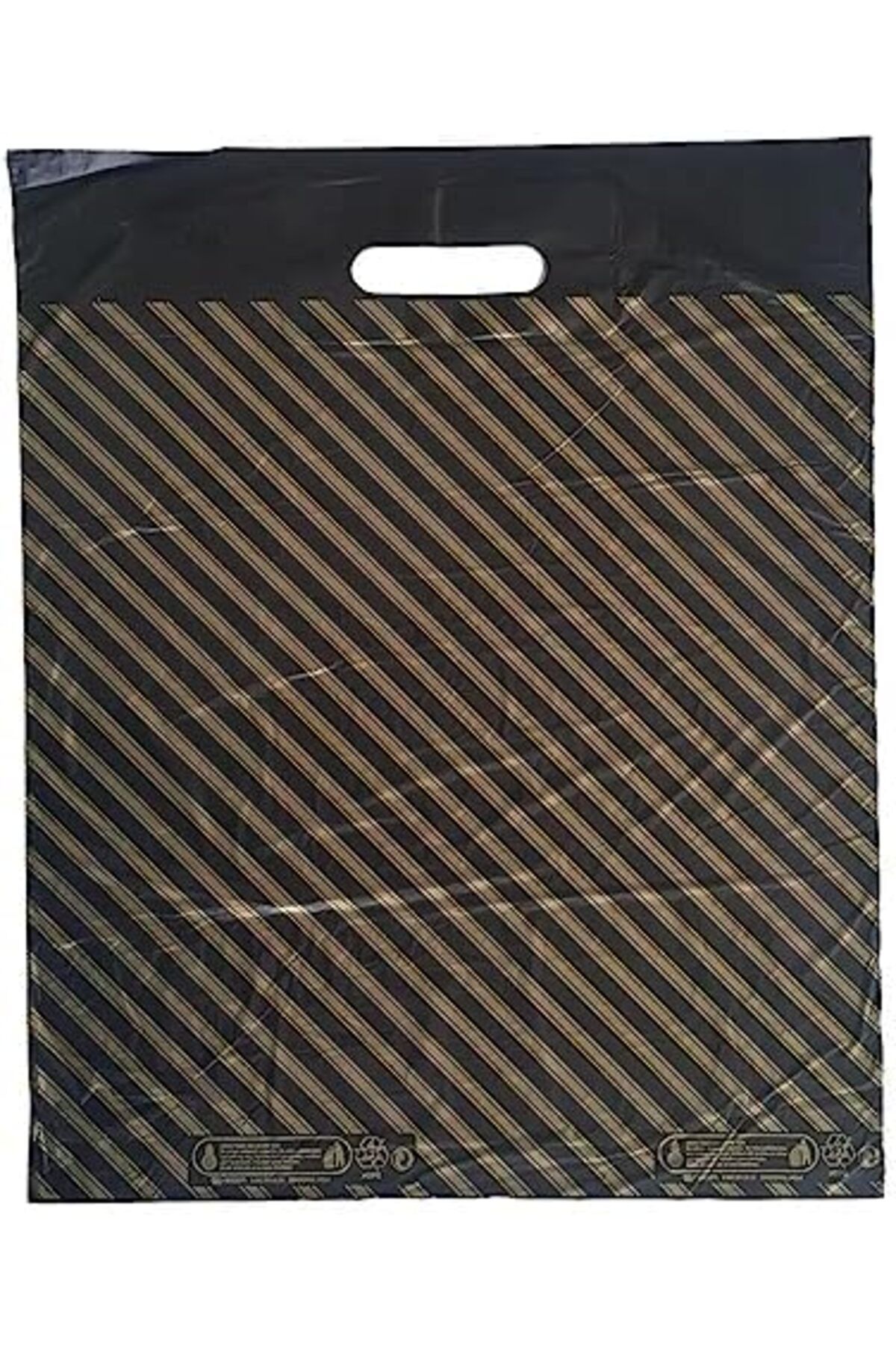 STOREMAX İnce Desenli Çizgili Siyah Çanta Poşet Torba - 2 No - 26x38 Cm. - 50 Adetlik