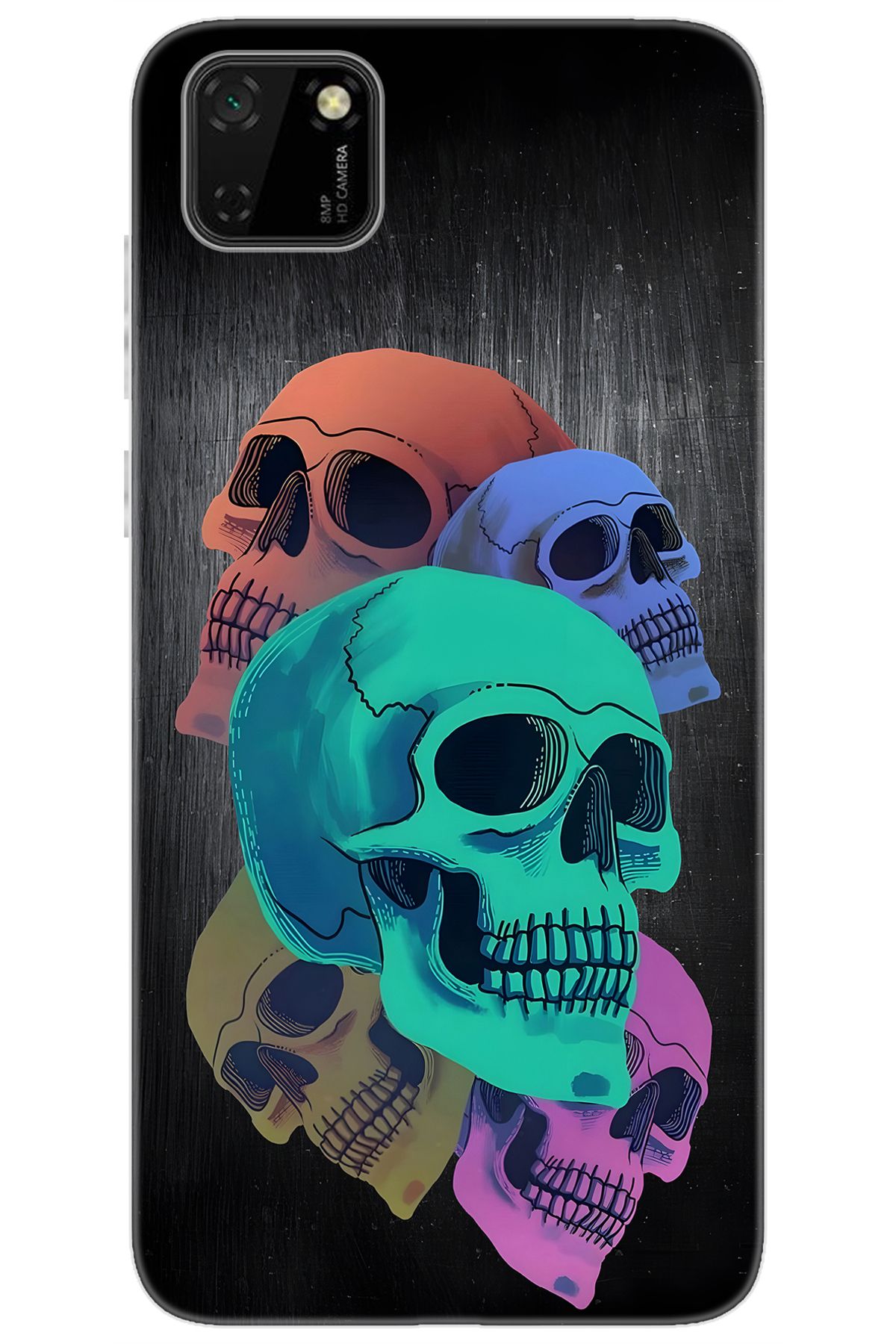 Ceppare Huawei Y5P (DRA-LX9) Uyumlu Kılıf Desen Baskılı Silikon Renkli Kuru Kafalar STK:712 CP-SkrvGk7