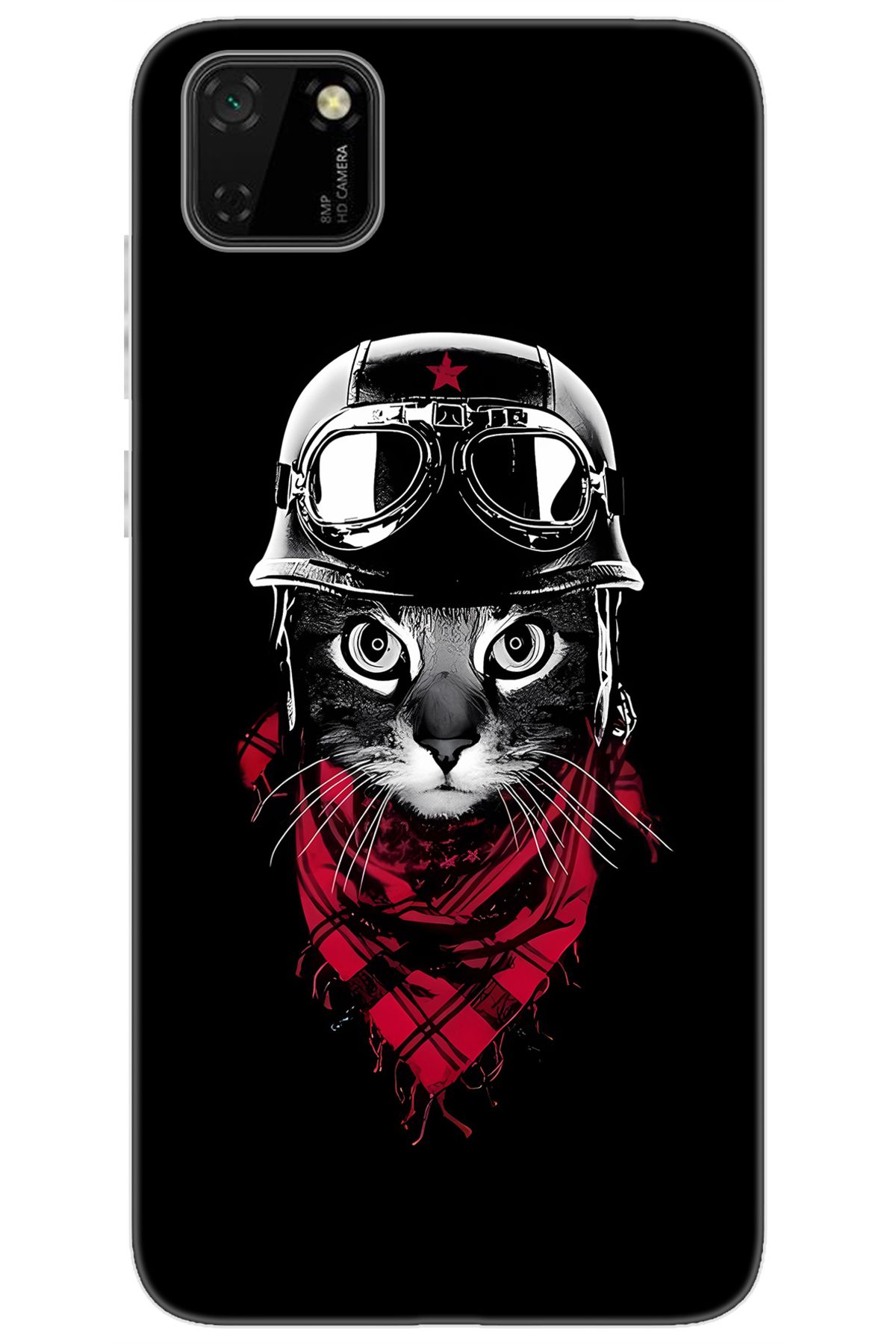 Ceppare Huawei Y5P (DRA-LX9) Uyumlu Kılıf Desen Baskılı Silikon Pilot Kedi STK:656 CP-RH1F1Tv