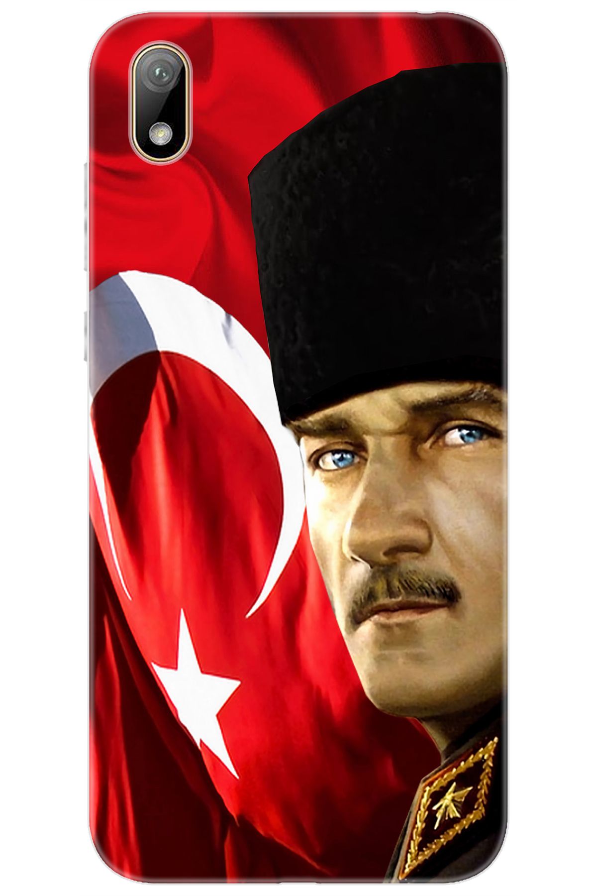 Ceppare Huawei Y5 2019 (AMN-LX2/LX9) Uyumlu Kılıf Desenli Silikon Atatürk ve Türk Bayrağı STK:726 CP-SprBn4r
