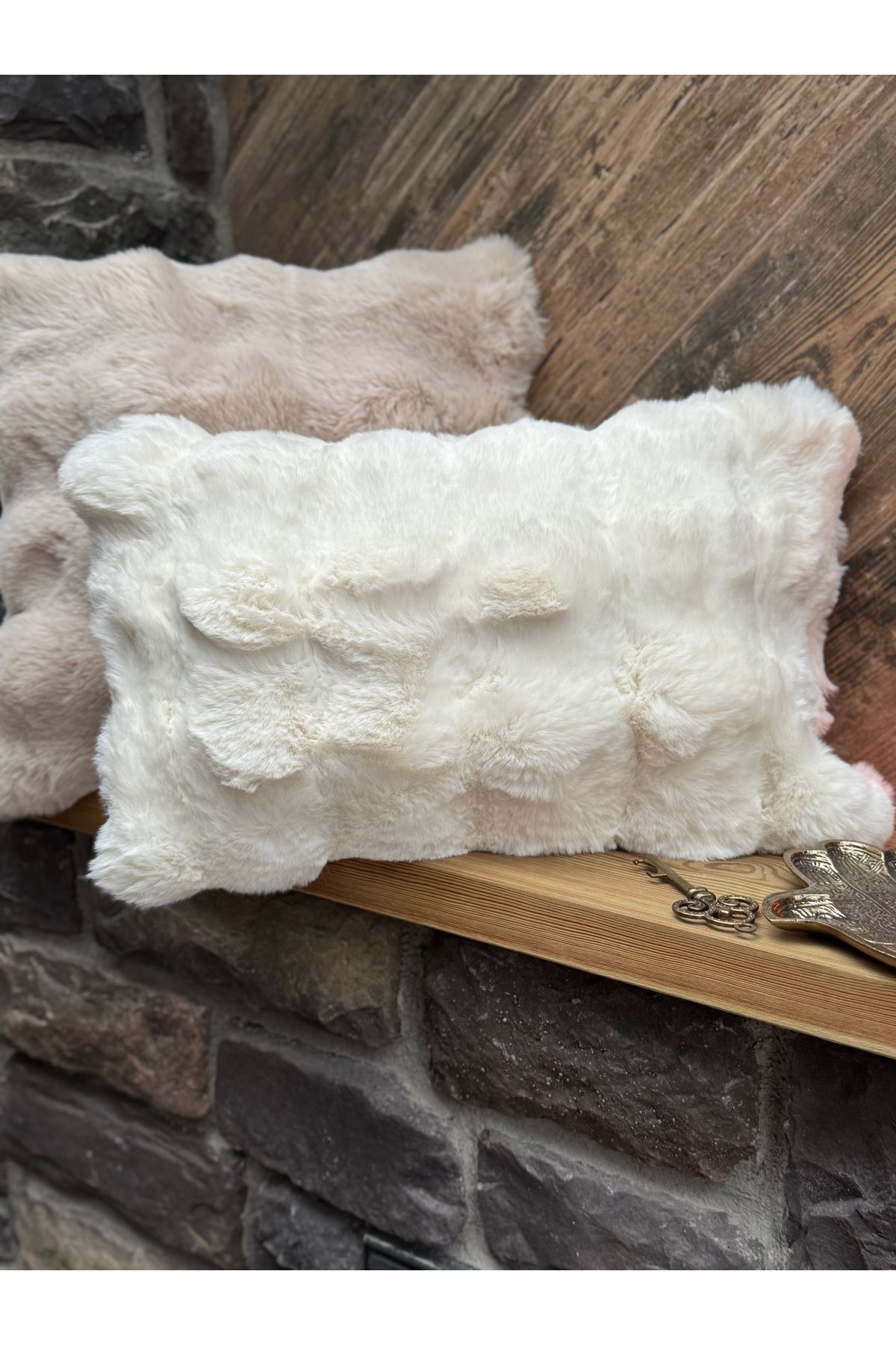 sevaradekor Peluş Kırlent Kılıfı Pofuduk Çift Taraflı Pelus Yastik Bubble Pelus Kırlent Dikdörtgen