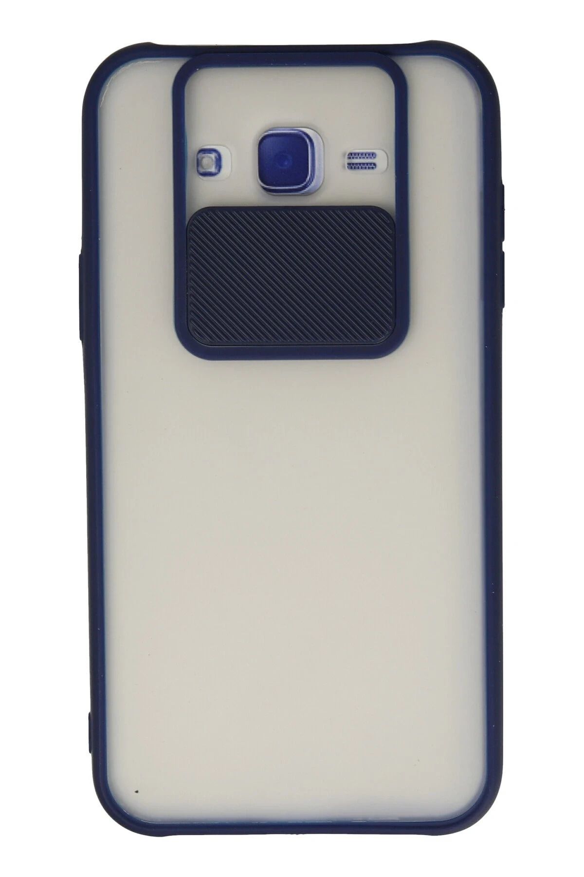NewFace Samsung Galaxy J7 Kılıf Palm Buzlu Kamera Sürgülü Silikon - Lacivert YNSMR