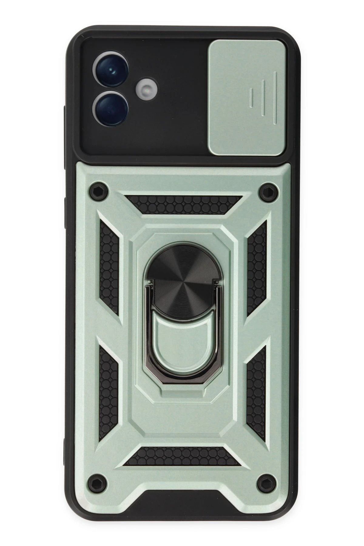 NewFace Samsung Galaxy A04 Kılıf Pars Lens Yüzüklü Silikon - Yeşil FERRG