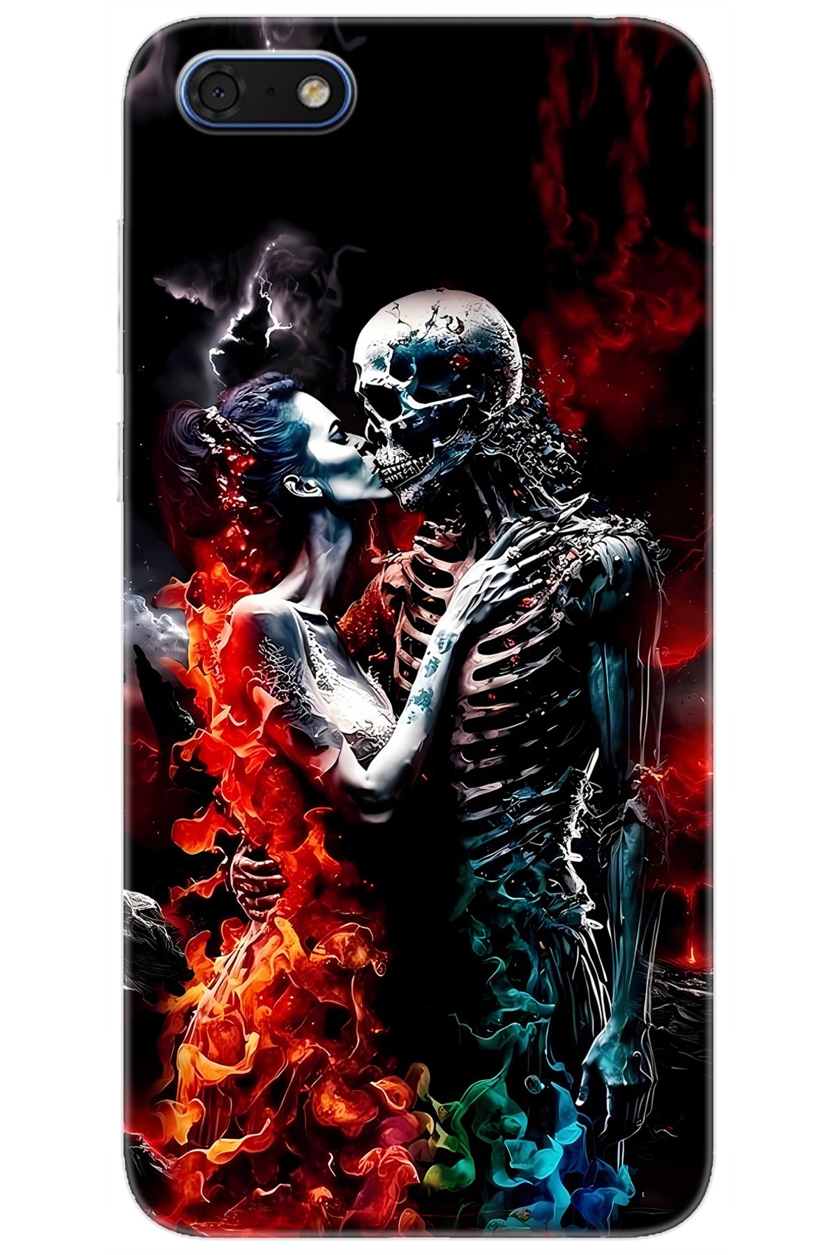 Ceppare Huawei Y5 2018 (DRA-L21) Uyumlu Kılıf Desen Baskılı Silikon İskelet Aşıklar STK:666 CP-JiUfiU4