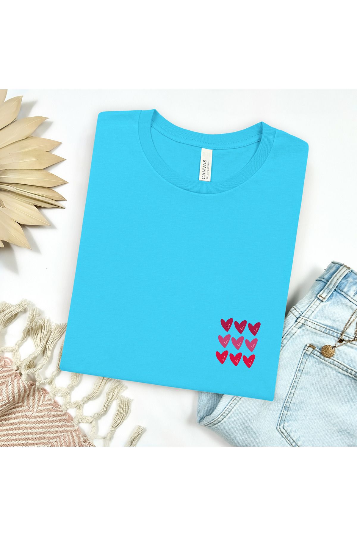 GHAND Love Kalpler Baskılı Unısex Normal Kalıp T-Shirt