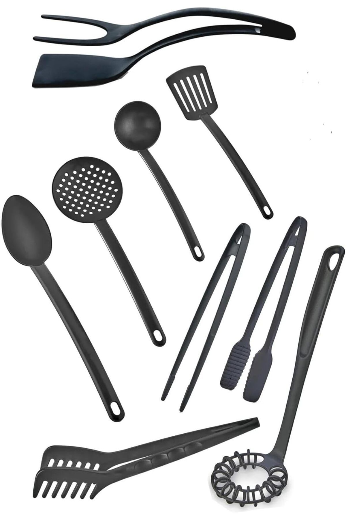 STOREMAX 9 Parça Yanmaz Yapışmaz Teflon Kaplama Servis Seti Kepçe Kevgir Spatula Kaşık Plasti