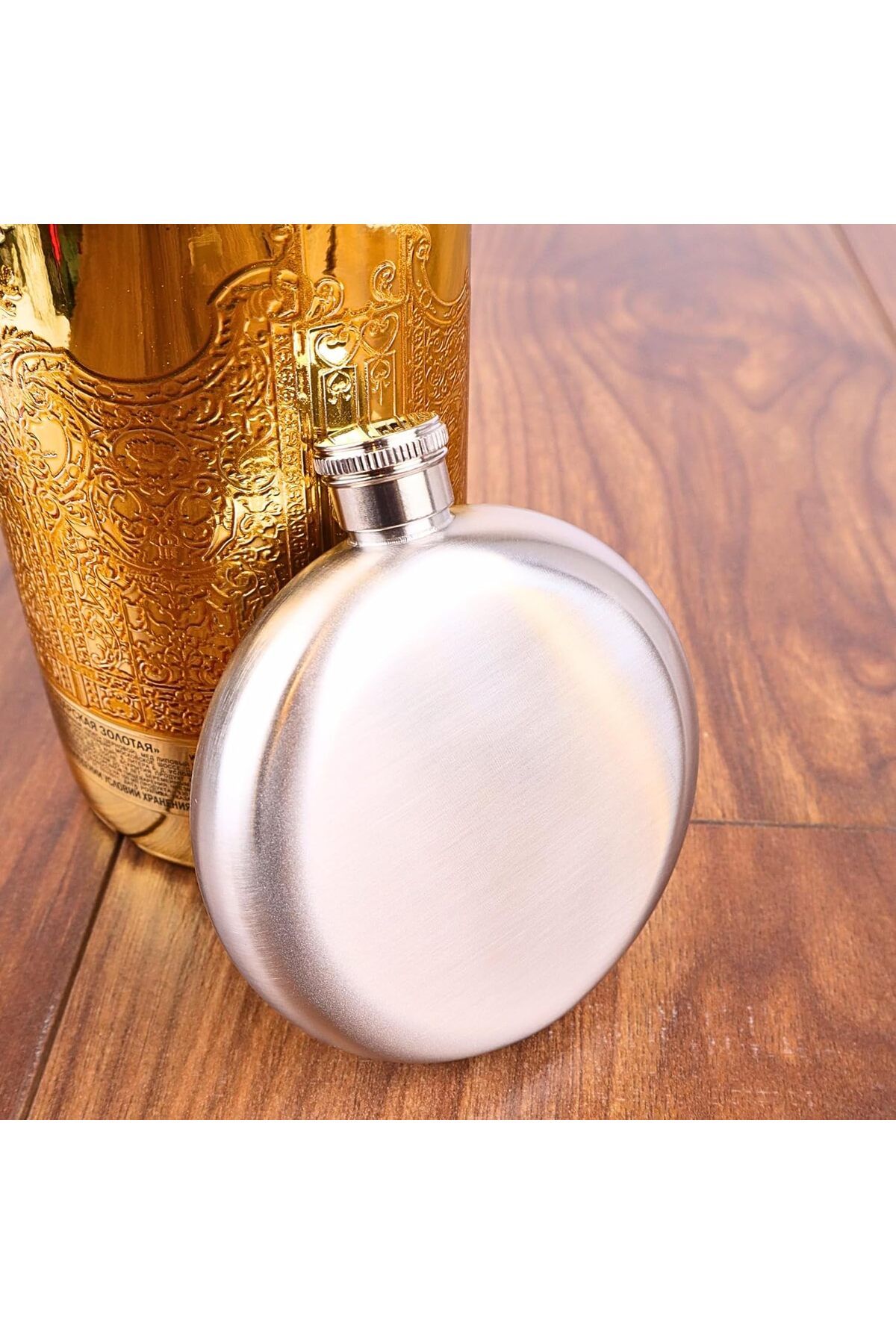 yenibagshop 5 Oz 150 cc Hunili Çelik Viski Yuvarlak İçki Cep Matarası