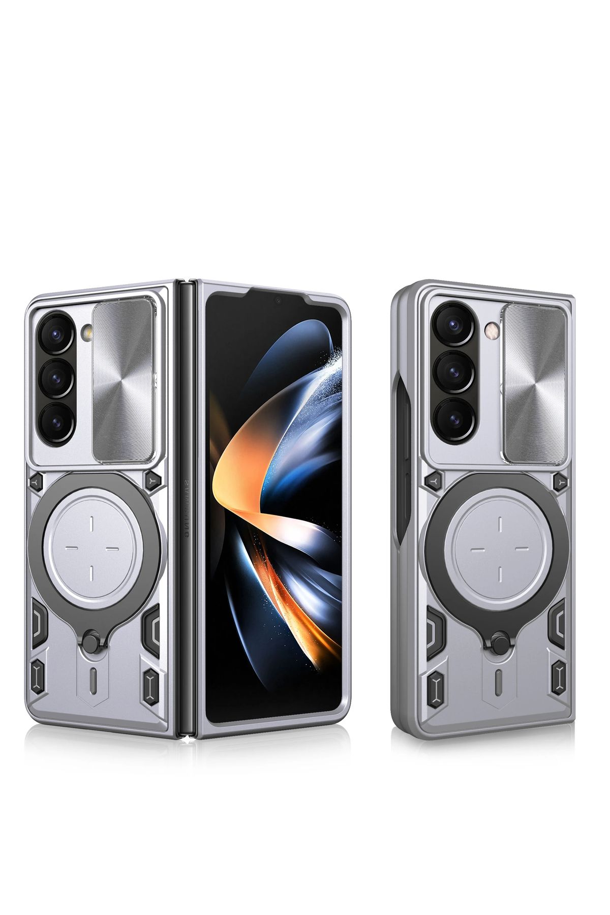 MMPSHOP Galaxy Z Fold 6 Uyumlu Kamera Koruma 360 Dönebilen Magsafe Halka Stand Özellikli Tank Kılıf