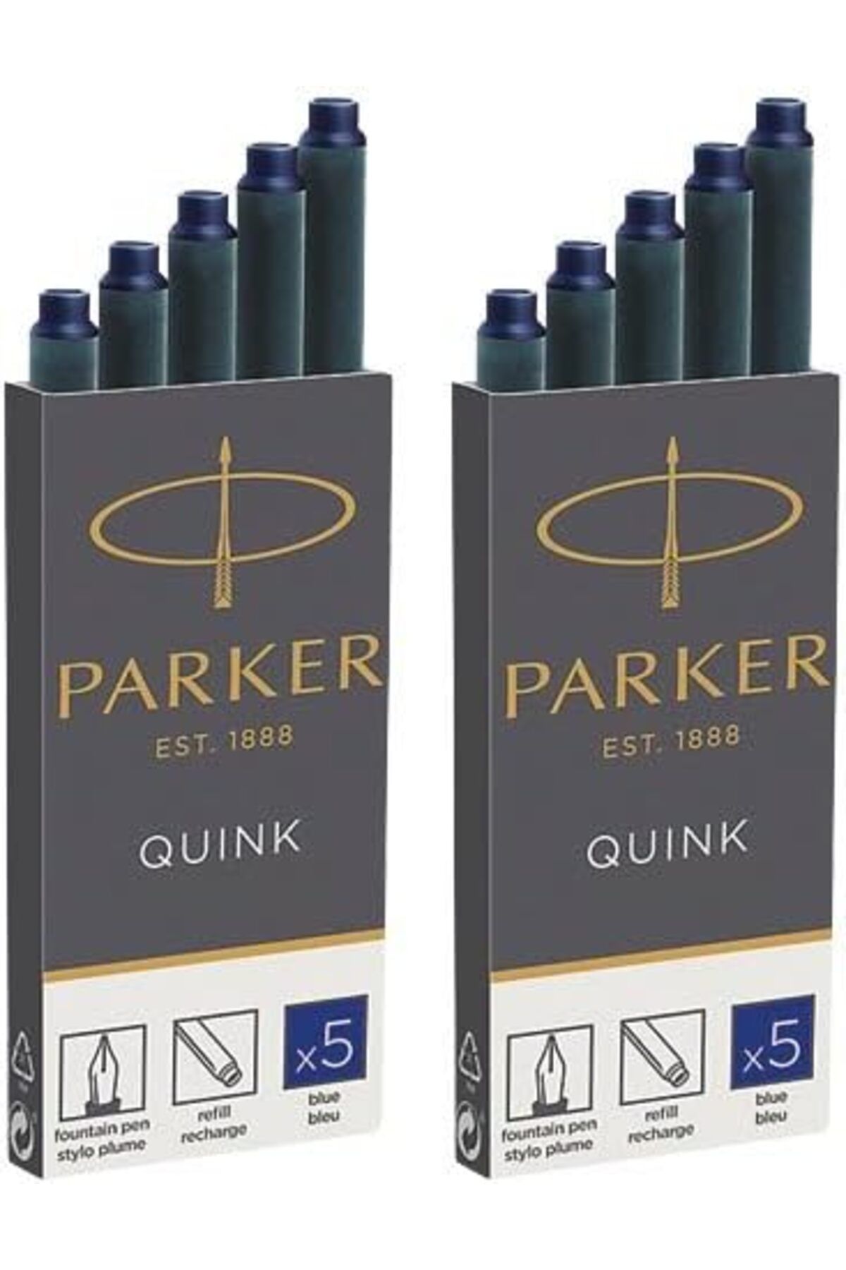 STOREMAX nffashopm Quink mürekkep kartuşları - uzun format - 2 x 5'li paket (10 toplam) - mavi storestarx