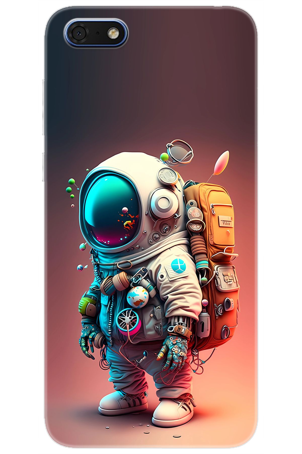 Ceppare Huawei Y5 2018 (DRA-L21) Uyumlu Kılıf Desen Baskılı Silikon Astronot STK:682 CP-EnfsjbL