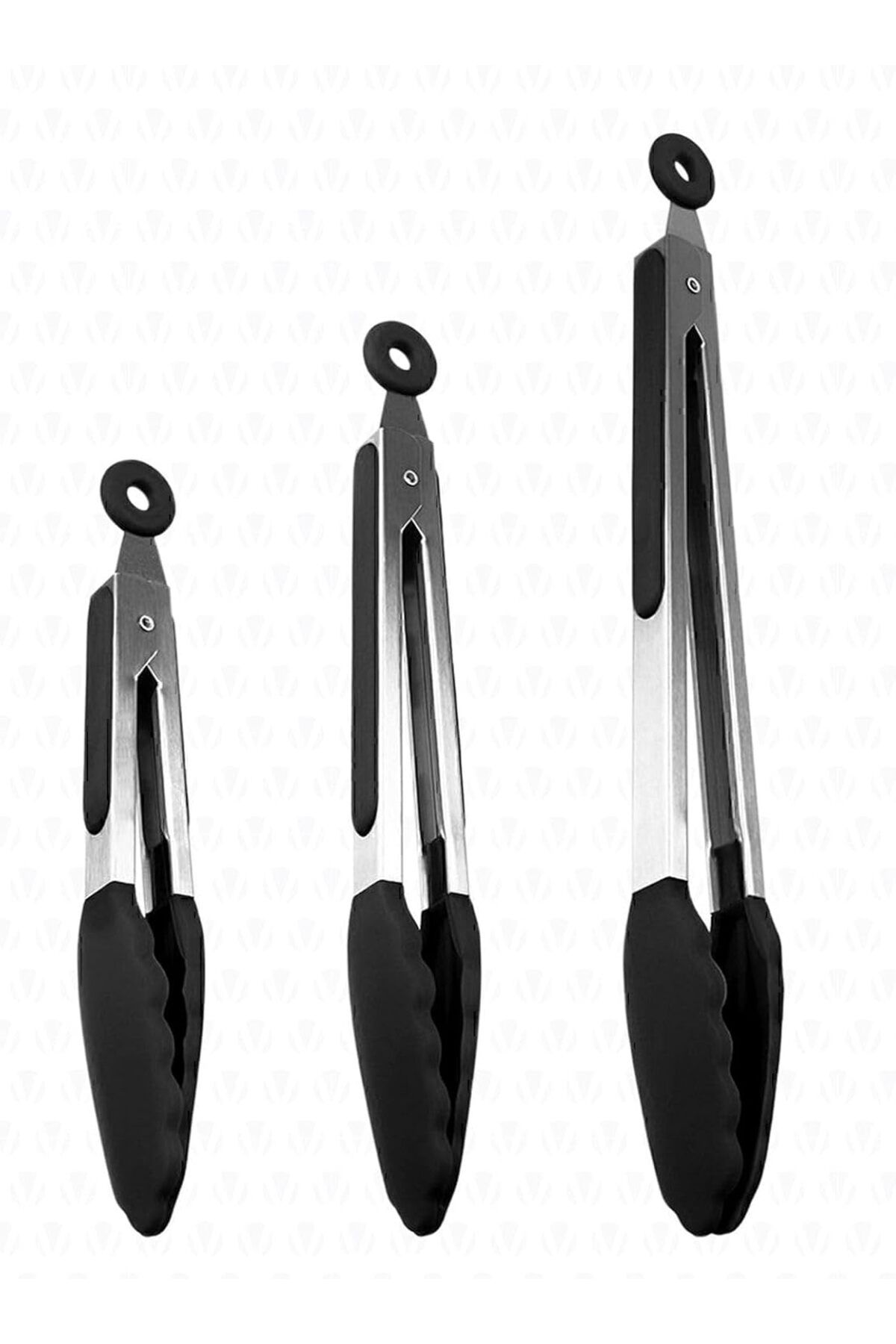 STOREMAX Midori Metal Saplı Silikon Uçlu Kilit Sistemli Smart 3lü Maşa Seti Siyah