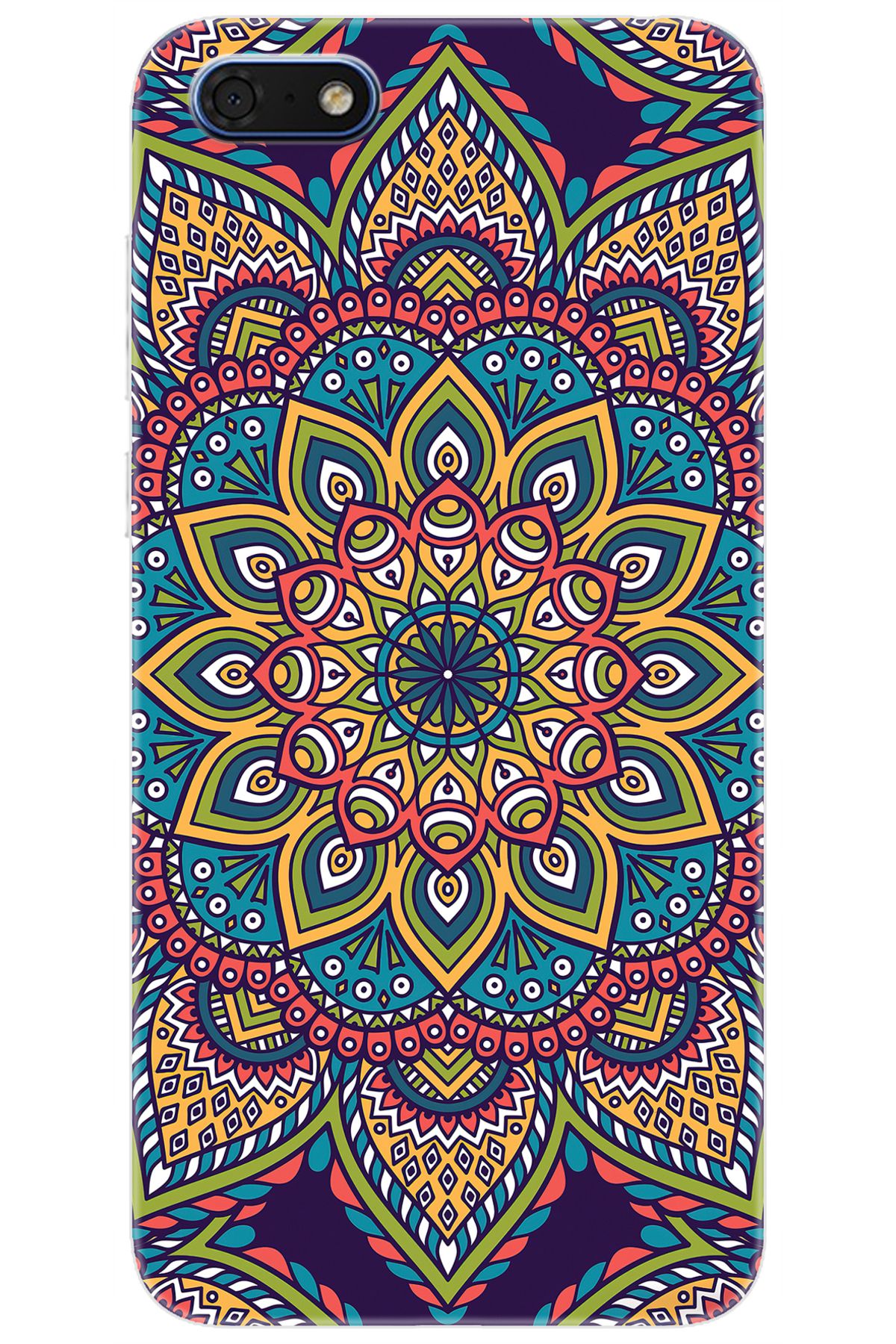 Ceppare Huawei Y5 2018 (DRA-L21) Uyumlu Kılıf Desen Baskı Silikon Mandala Vektör Tasarım STK:502 CP-22xFoAR