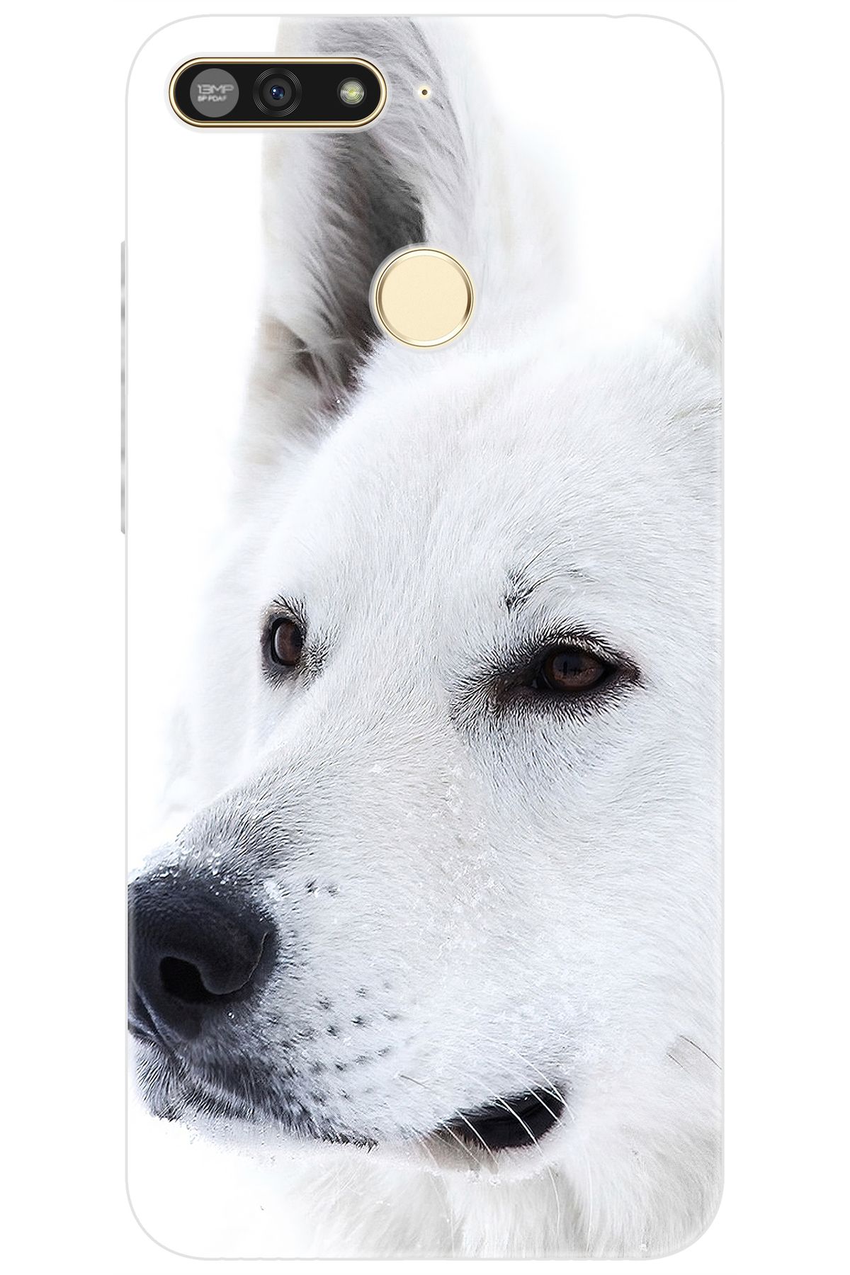 Ceppare Huawei Y6 2018 (ATU-L21) Uyumlu Kılıf Desen Baskılı Silikon Beyaz Kurt STK:169 CP-Qeh1g6x