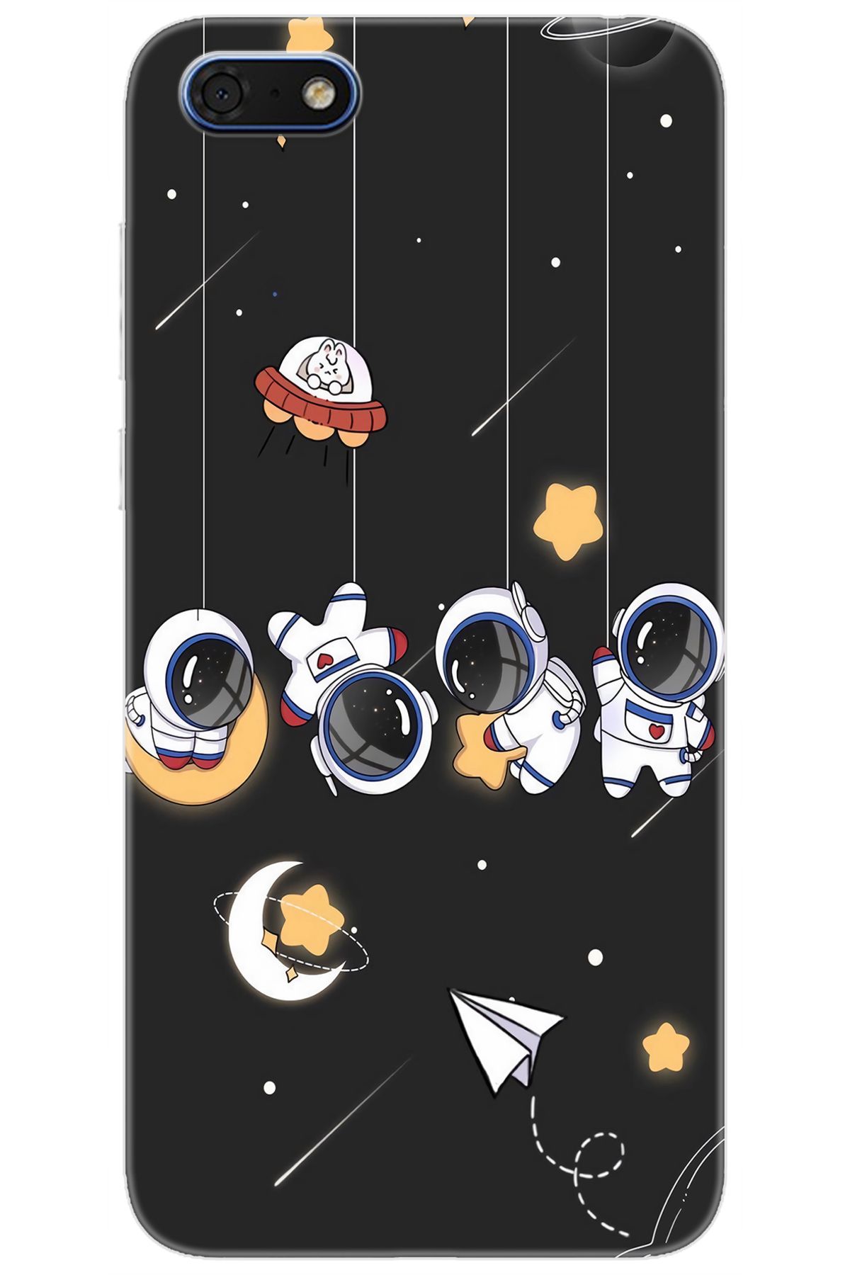 Ceppare Huawei Y5 2018 (DRA-L21) Uyumlu Kılıf Desen Baskılı Silikon Sallanan Astronotlar STK:740 CP-ERmkLR3