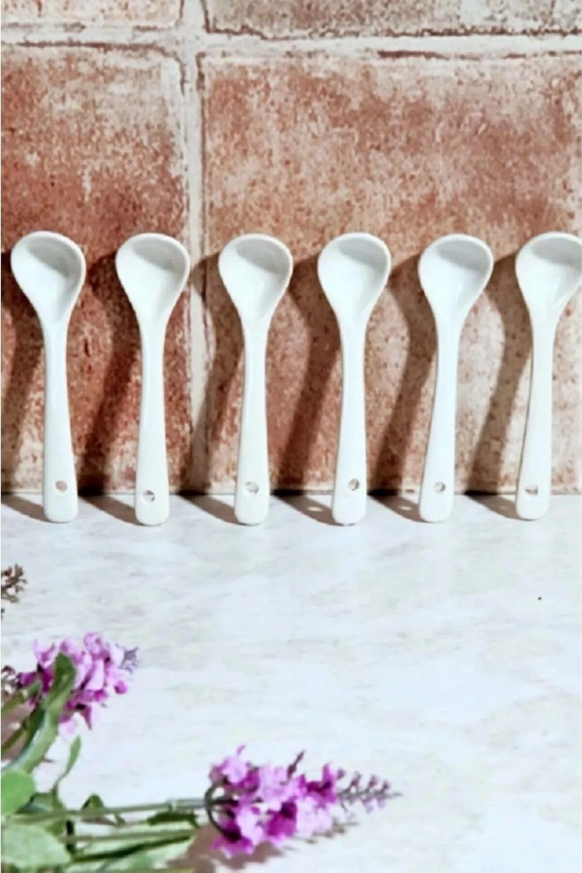 STOREMAX nffashopm Kitchen Porselen 6'lı Beyaz Kaşık 13 Cm Beyaz storestarx 1051353