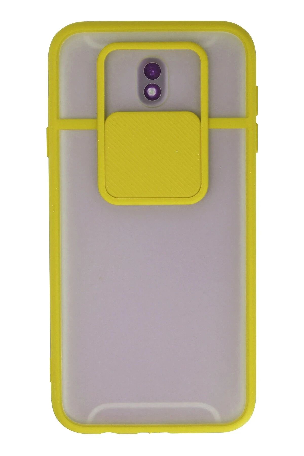 NewFace Samsung Galaxy J7 Pro / J730 Kılıf Palm Buzlu Kamera Sürgülü Silikon - Sarı FERRG