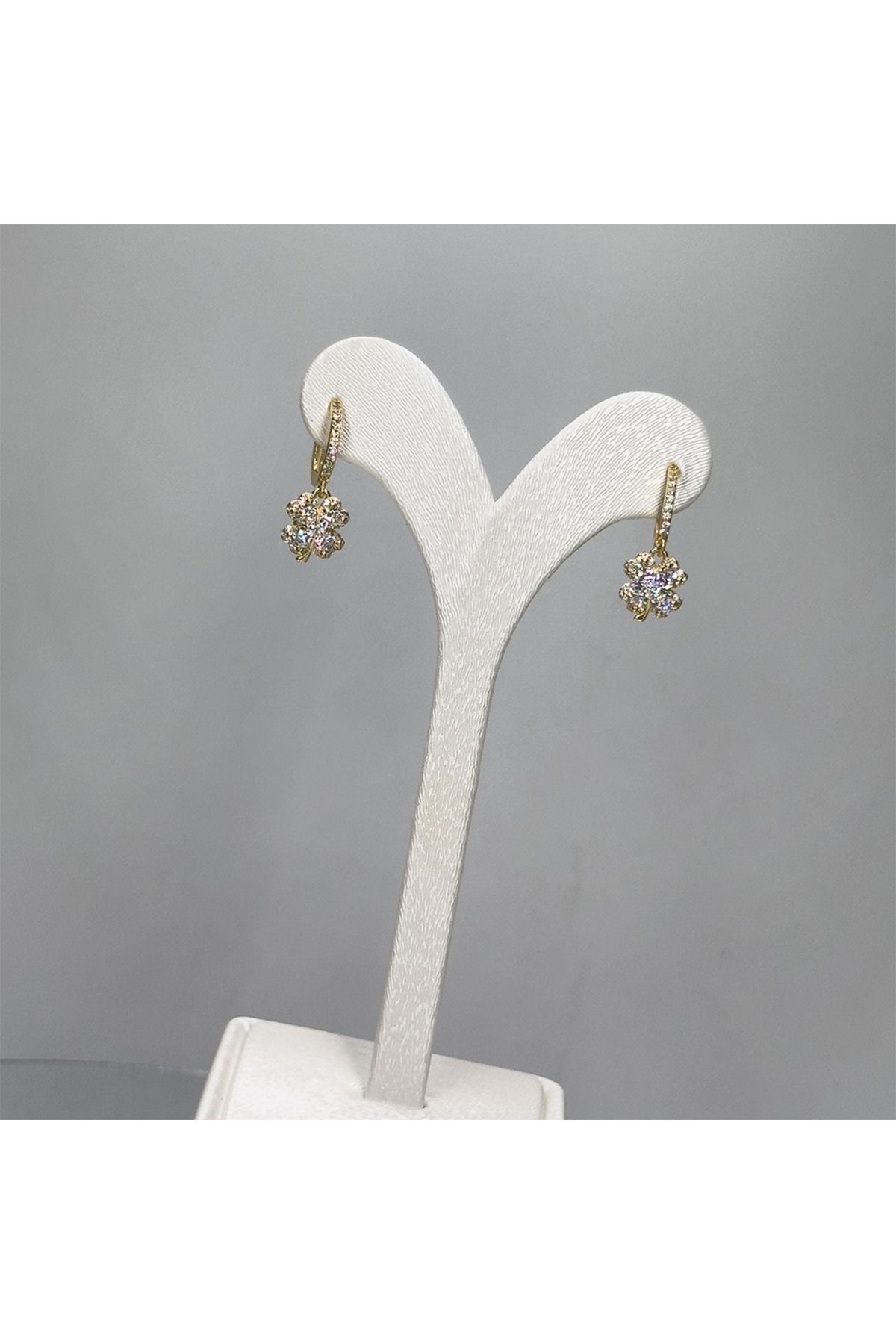 Livora Jewelry Gold Renk Yonca Gümüş Küpe
