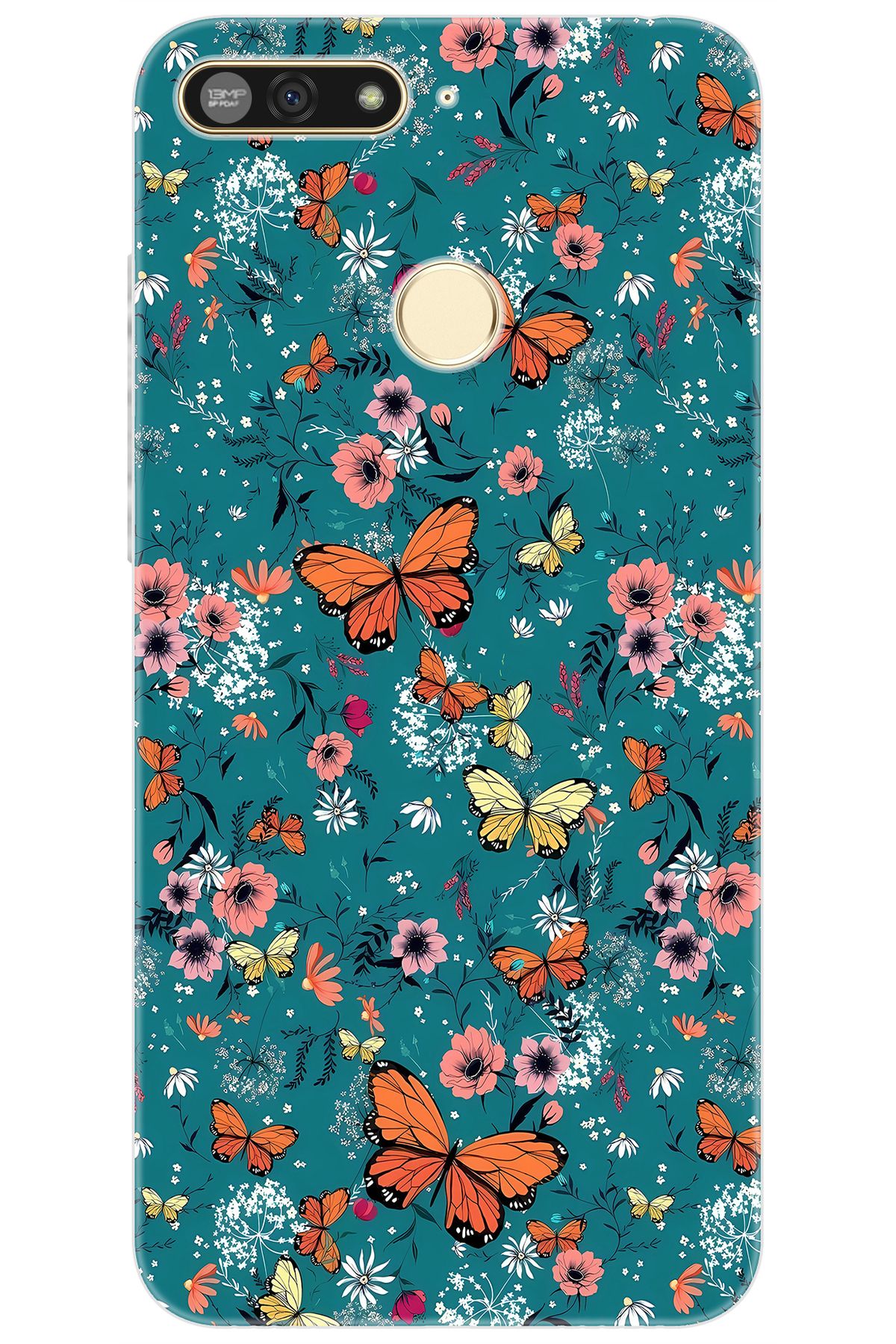 Ceppare Huawei Y6 2018 (ATU-L21) Uyumlu Kılıf Desen Baskılı Silikon Kelebek STK:680 CP-W75bb7b