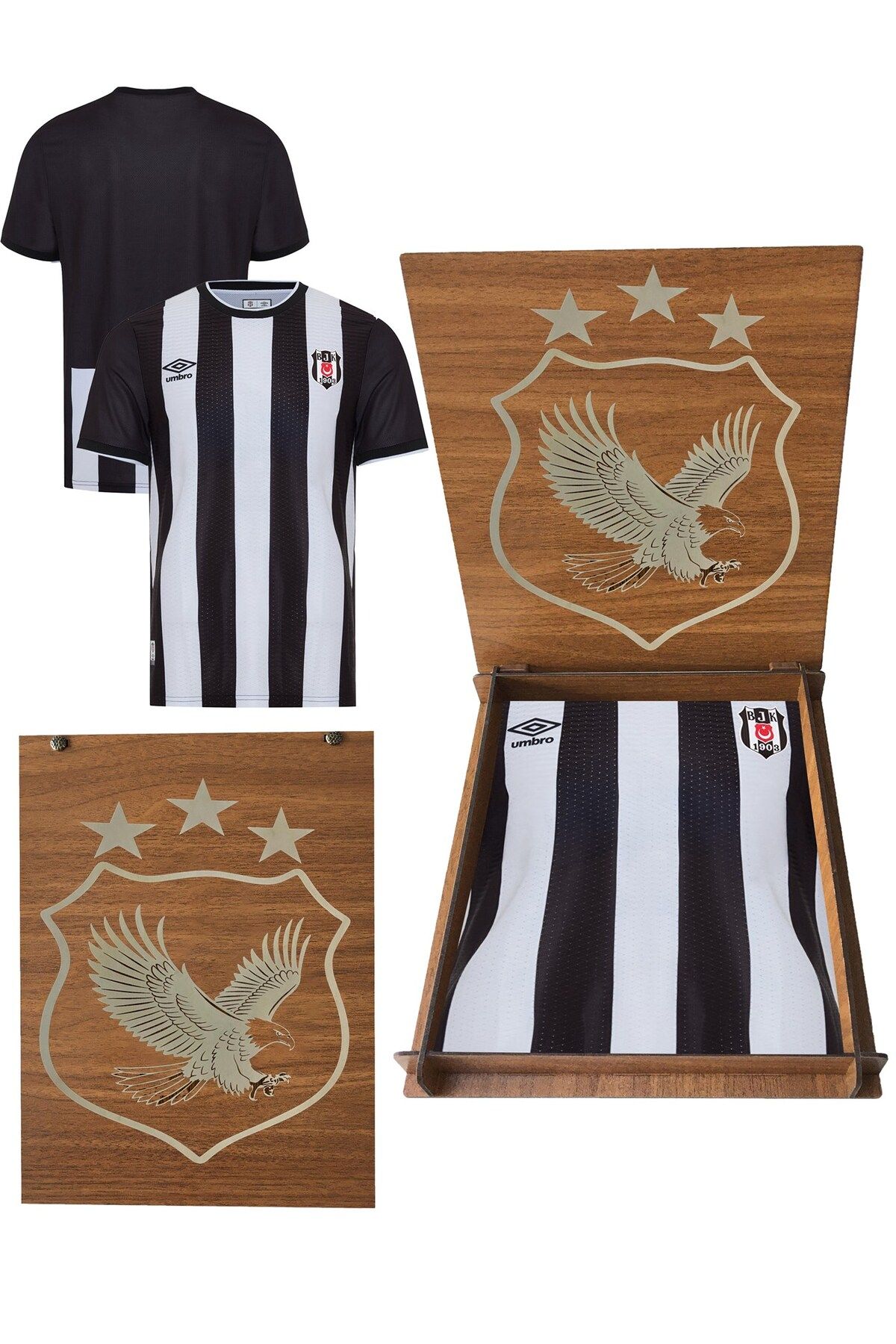 Beşiktaş Beşiktaş Orijinal Umbro Çubuklu Forma Hediyelik Ahşap Kutulu Yıldızlı