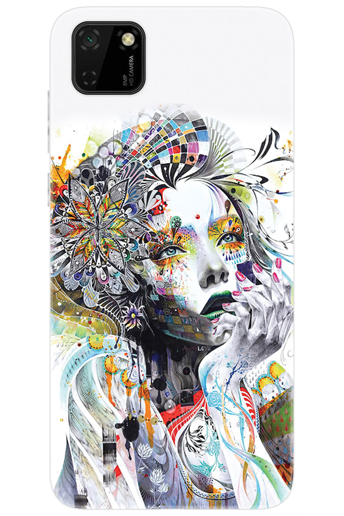 Ceppare Huawei Y5P (DRA-LX9) Uyumlu Kılıf Desen Baskılı Silikon Düşünen Kız Tasarım STK:574 CP-PzwzD7q