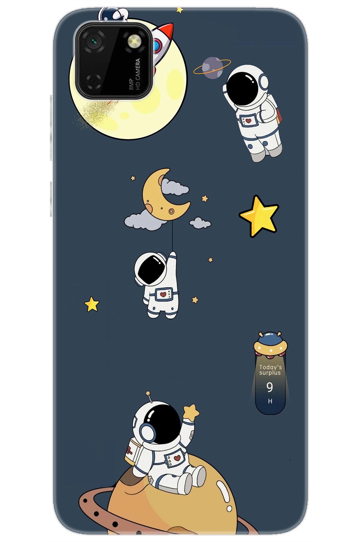 Ceppare Huawei Y5P (DRA-LX9) Uyumlu Kılıf Desen Baskılı Silikon Astronot Serisi STK:725 CP-5CmZvxn