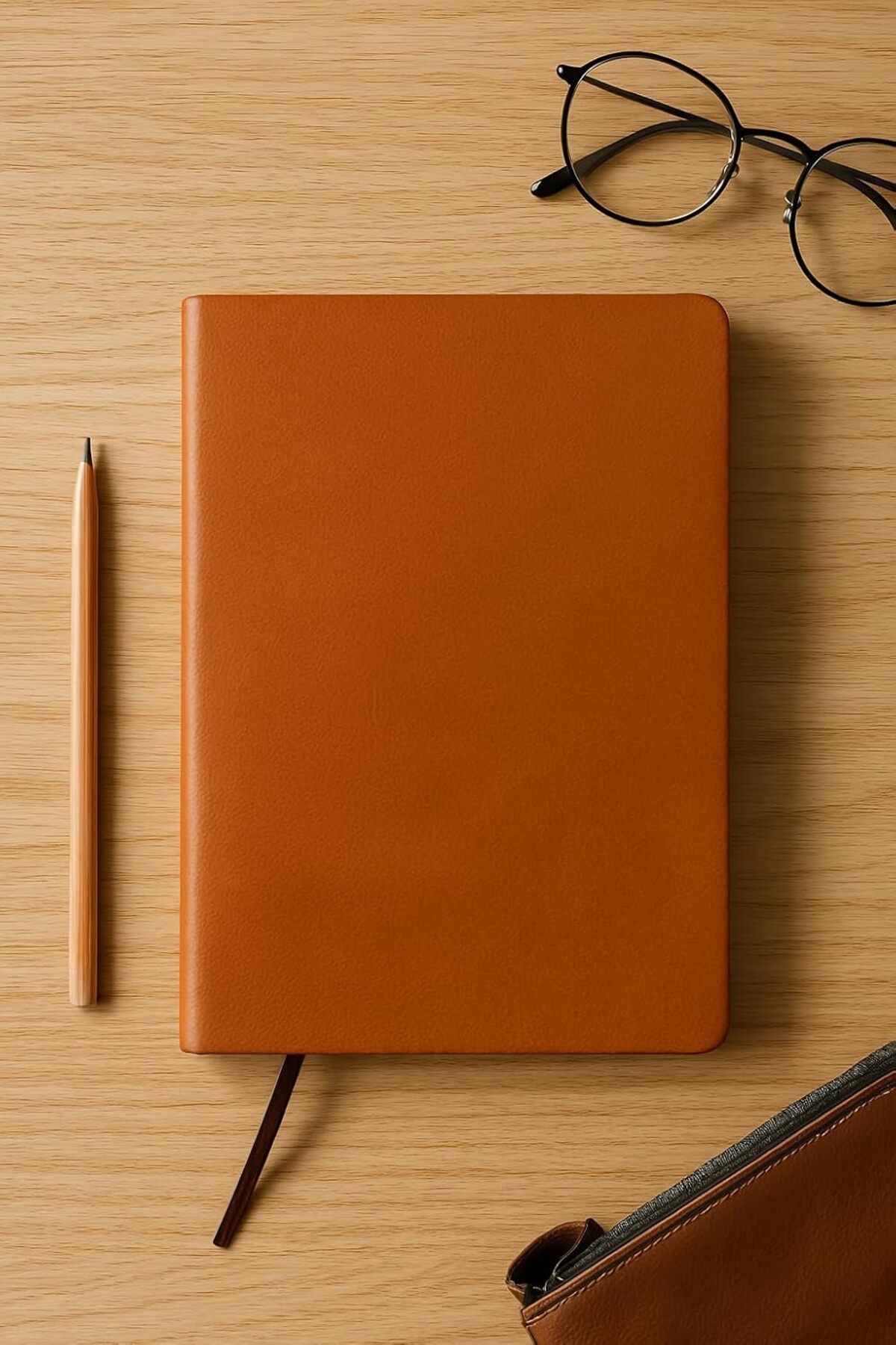 STOREMAX nffashopm Tanıtım Çizgisiz Defter, Taba Termo Deri Kapaklı Defter, 128 Yaprak A5 Defter, Ofis ve