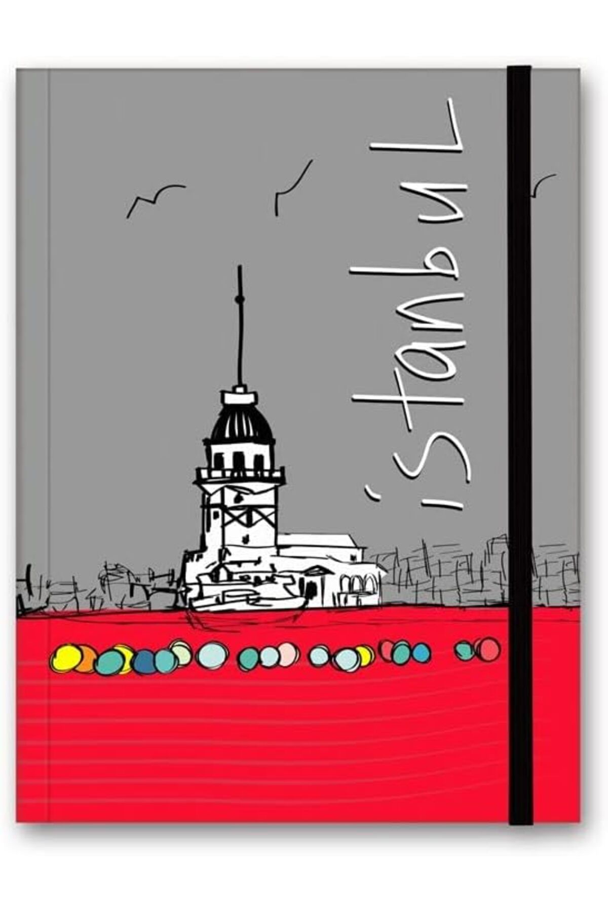 STOREMAX cmllashop Color Renkli İstanbul Defter Çizgili Lastikli Kız Kulesi 542093