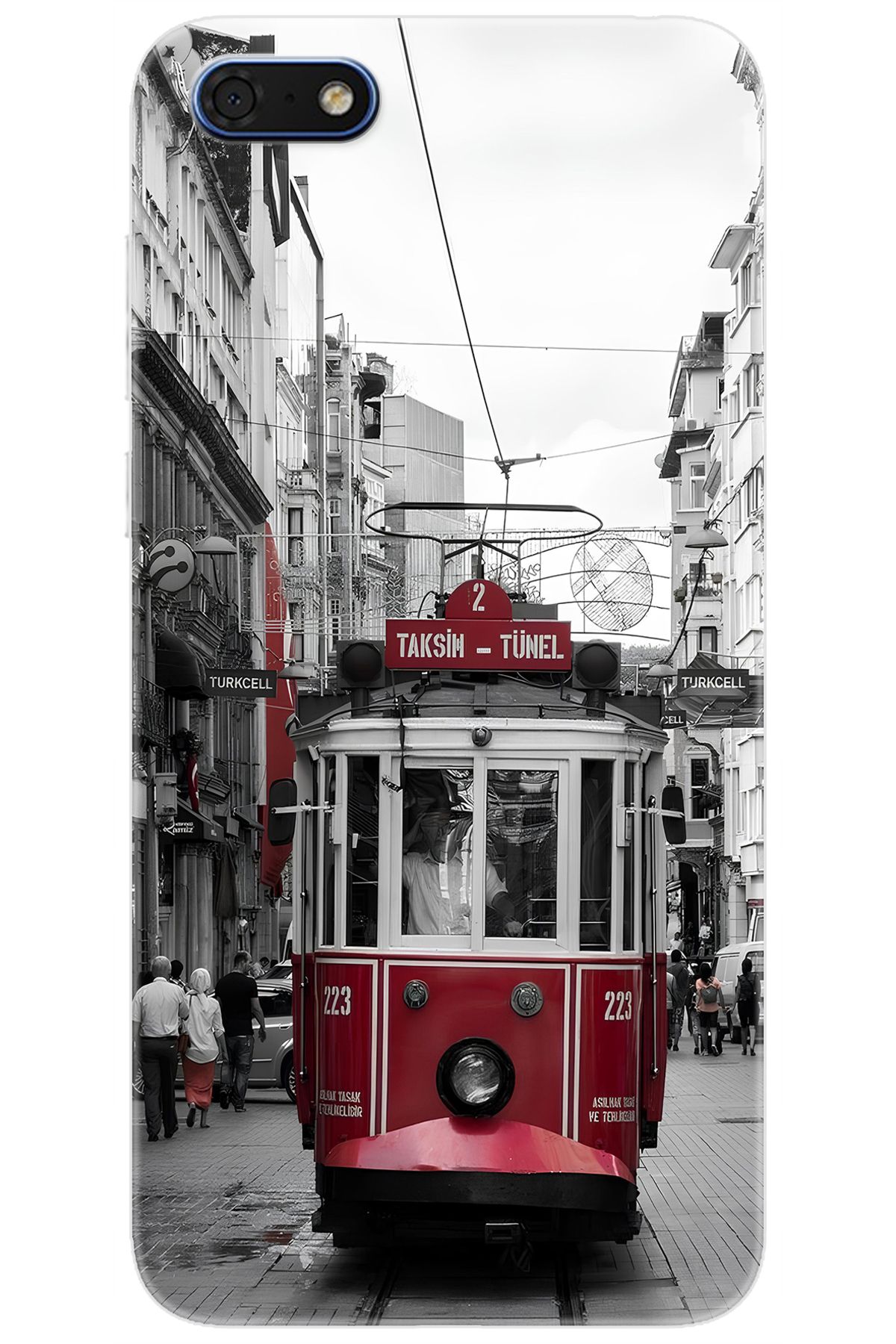 Ceppare Huawei Y5 2018 (DRA-L21) Uyumlu Kılıf Desen Baskılı Silikon Tramvay STK:691 CP-FsvF0NQ