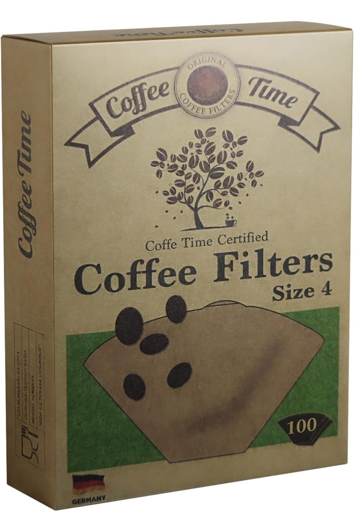 MCreative Time Sertifikalı Filtre Kahve Kağıdı Coffee Filters 1/4 4 Numara 100'lü Paket