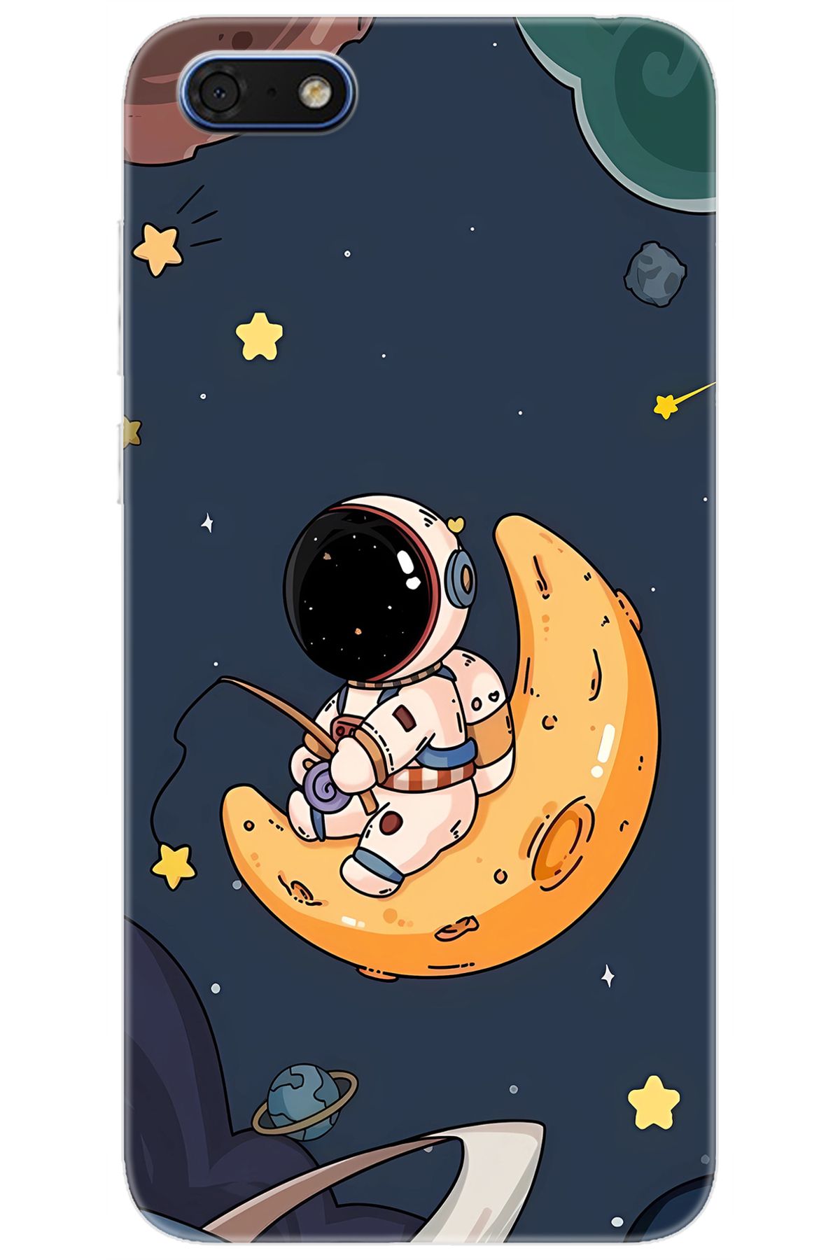 Ceppare Huawei Y5 2018 (DRA-L21) Uyumlu Kılıf Desen Baskılı Silikon Astronot STK:698 CP-QXLcoqE